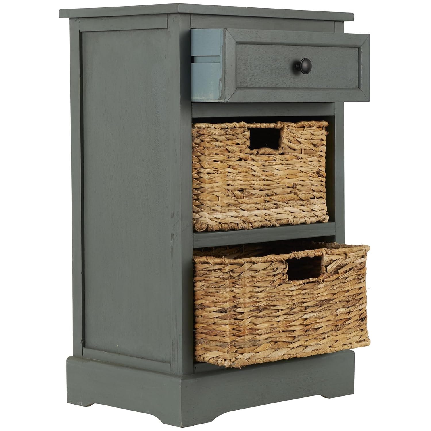 Wooden Side Chest with Wicker Drawers Brown - Olivia & May