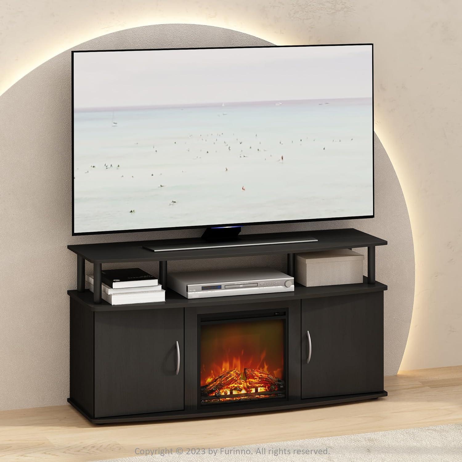 Furinno Electric Fireplace TV Stand, Entertainment Center for TV up to 55 Inch