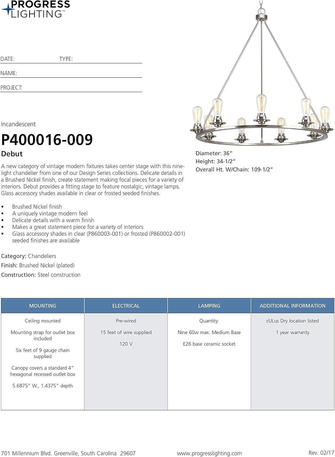 Elegant Brushed Nickel 9-Light Circular Chandelier with Adjustable Chain