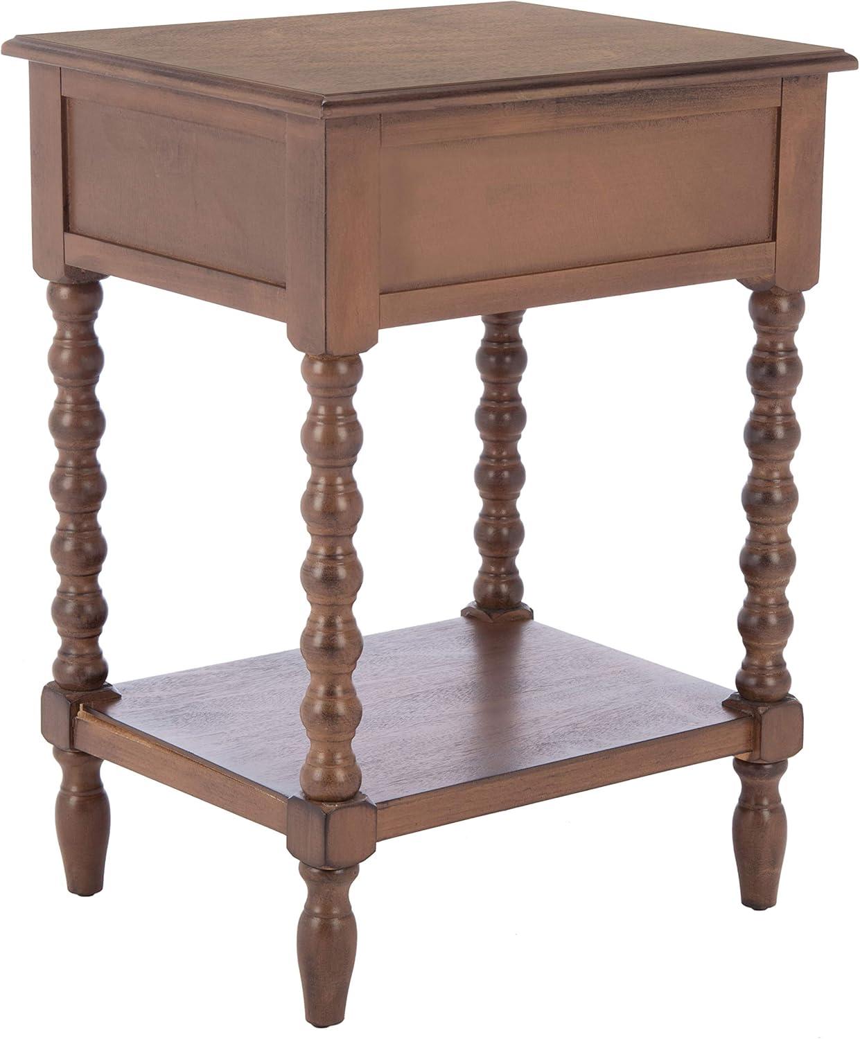 Solid Wood Top End Table with Storage