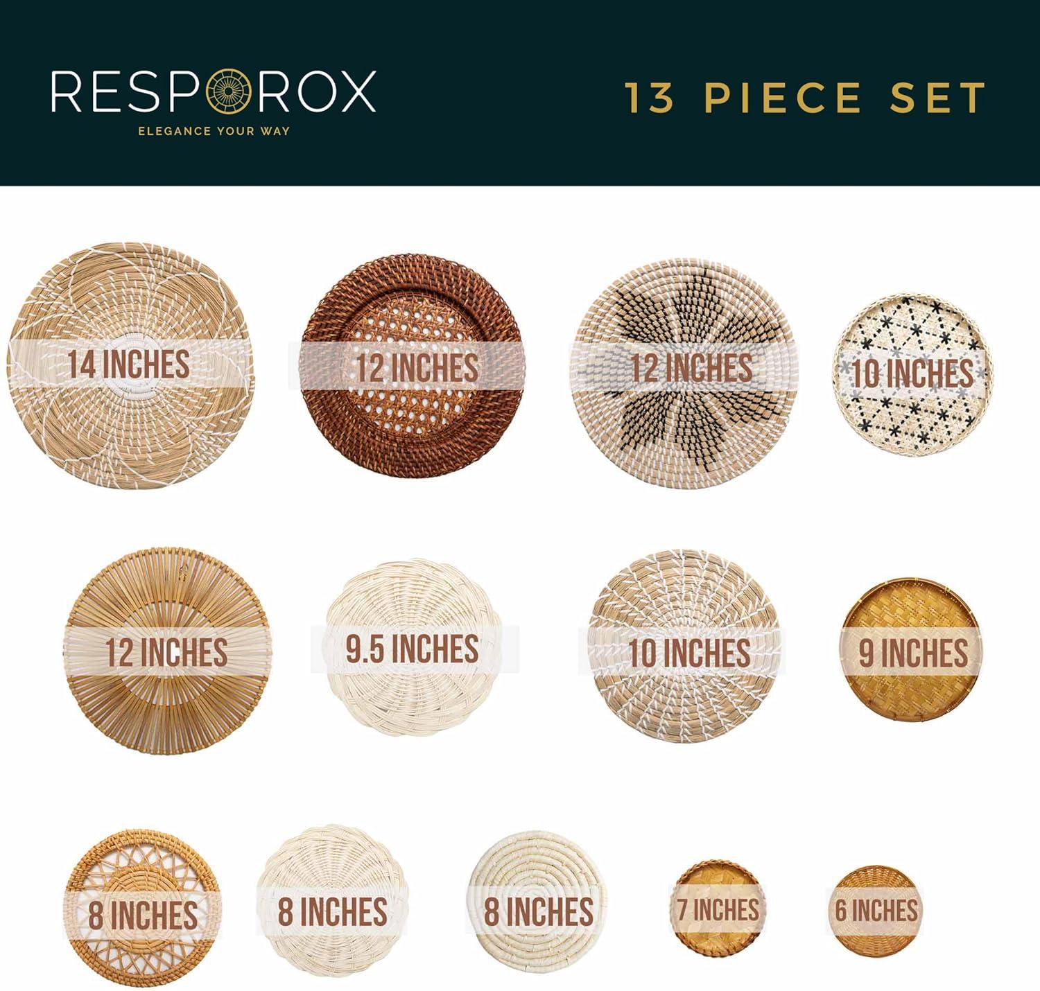 Hanging Woven Wall Basket Set - 7 Unique Handcrafted Seagrass Baskets for Boho, Farmhouse & Rustic Wall Decor, Table Settings & More - Ready to Hang with Nails & Marking Pencil Included