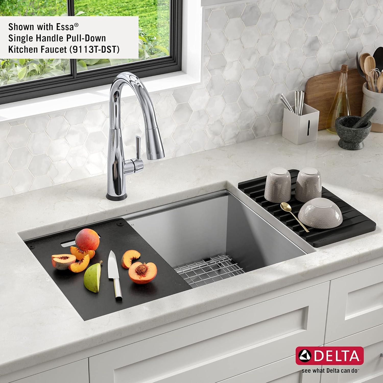 Delta Rivet 27" Stainless Steel Workstation Kitchen Sink with WorkFlow Ledge