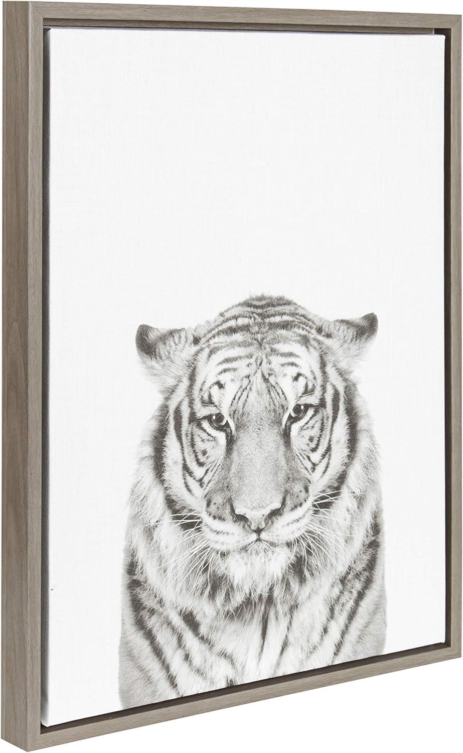 18" x 24" Sylvie Tiger Portrait Framed Canvas by Simon Te Tai Gray - Kate and Laurel