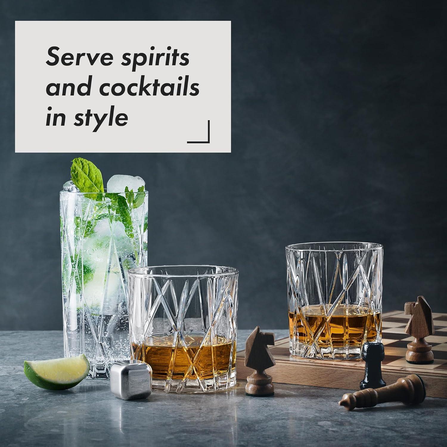 Orrefors Crystal Highball Glass Set with Asymmetric Design