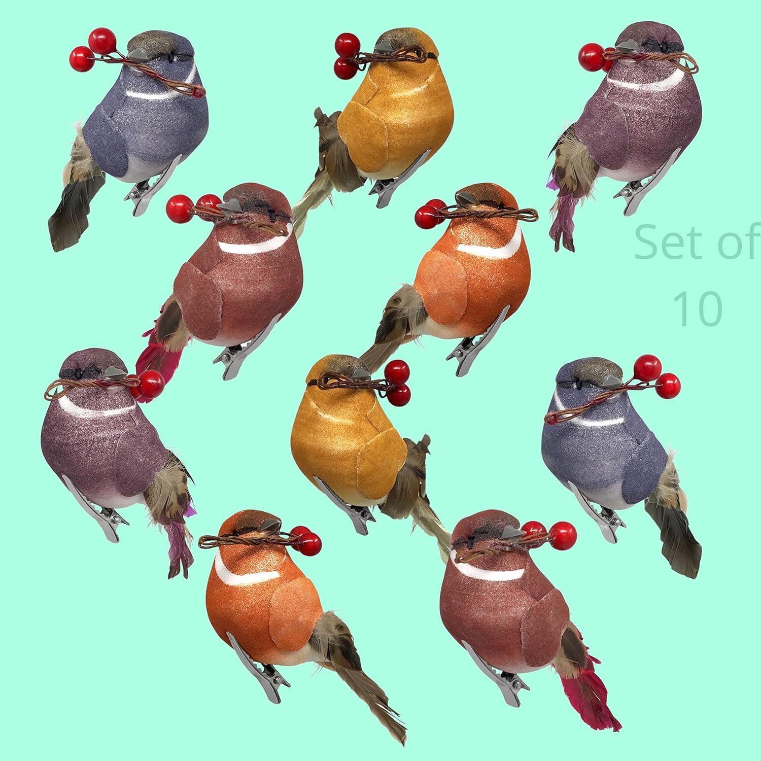 Songbird Christmas Ornaments - Set of 10 Clip Ons