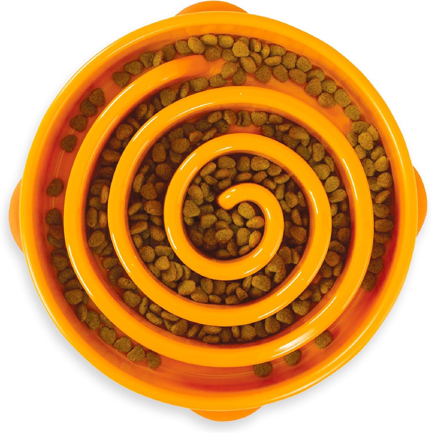 Outward Hound Outward Hound Fun Feeder Bowl, Slow Feeder Dog Bowl, Large, Orange