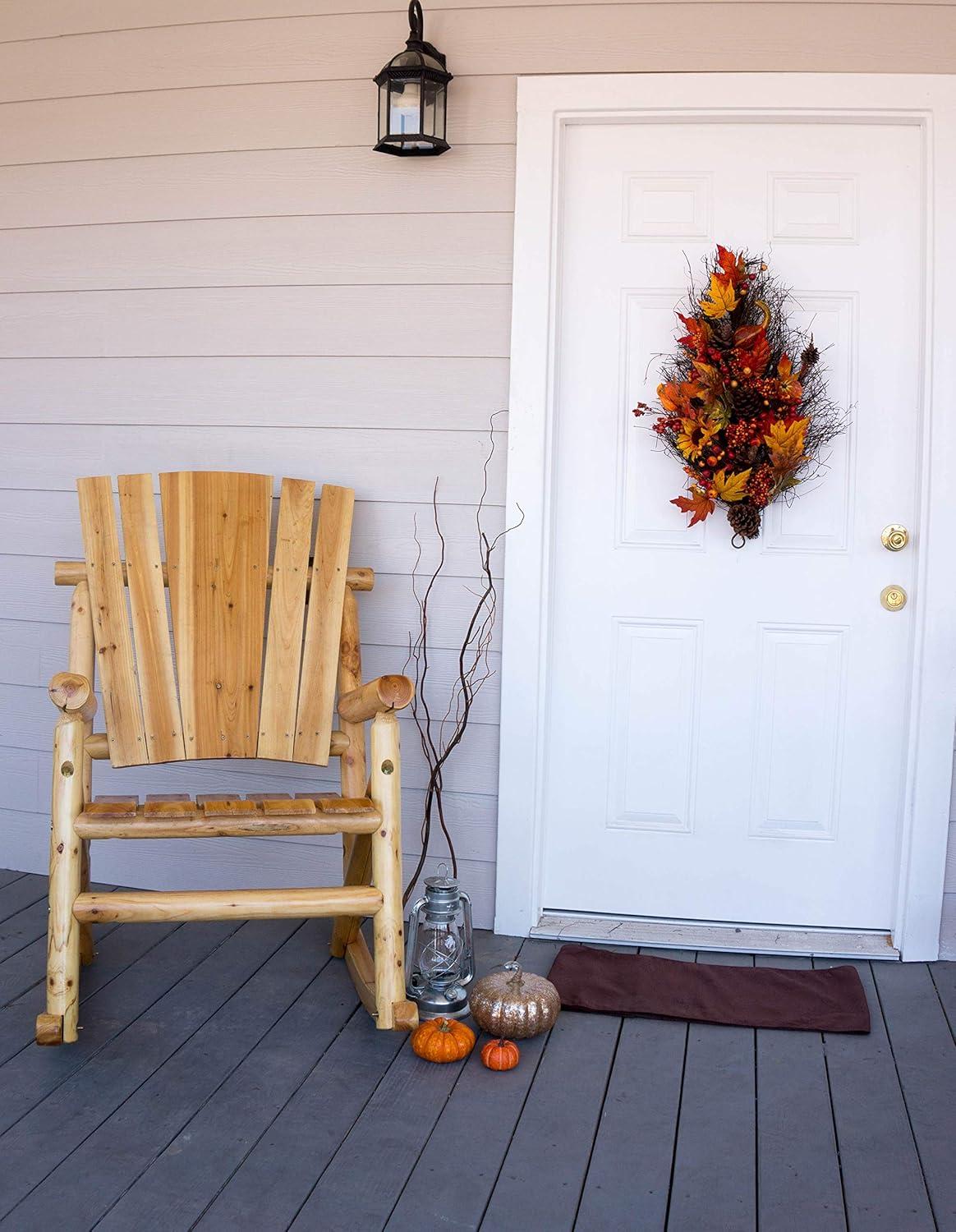 Aspen Natural Varnish Wood Rocking Chair with Rounded Armrests