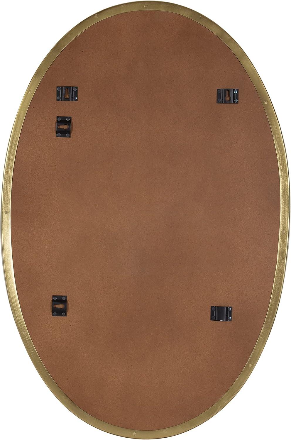 Kate and Laurel Rollo Midcentury Oval Metal Framed Mirror, 20 x 30, Gold, Decorative Modern Mirror Decor for Wall