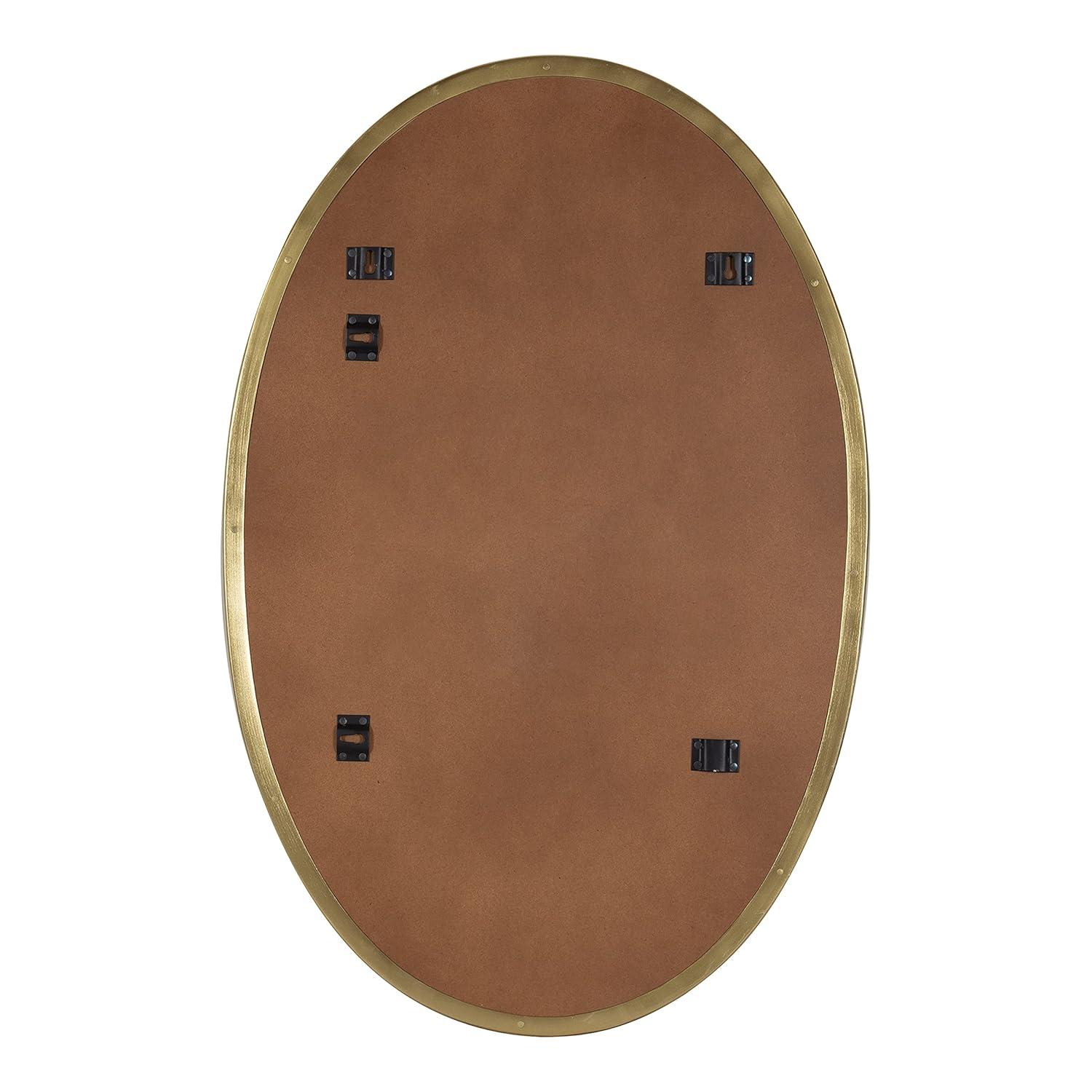 Kate and Laurel Rollo Midcentury Oval Metal Framed Mirror, 20 x 30, Gold, Decorative Modern Mirror Decor for Wall