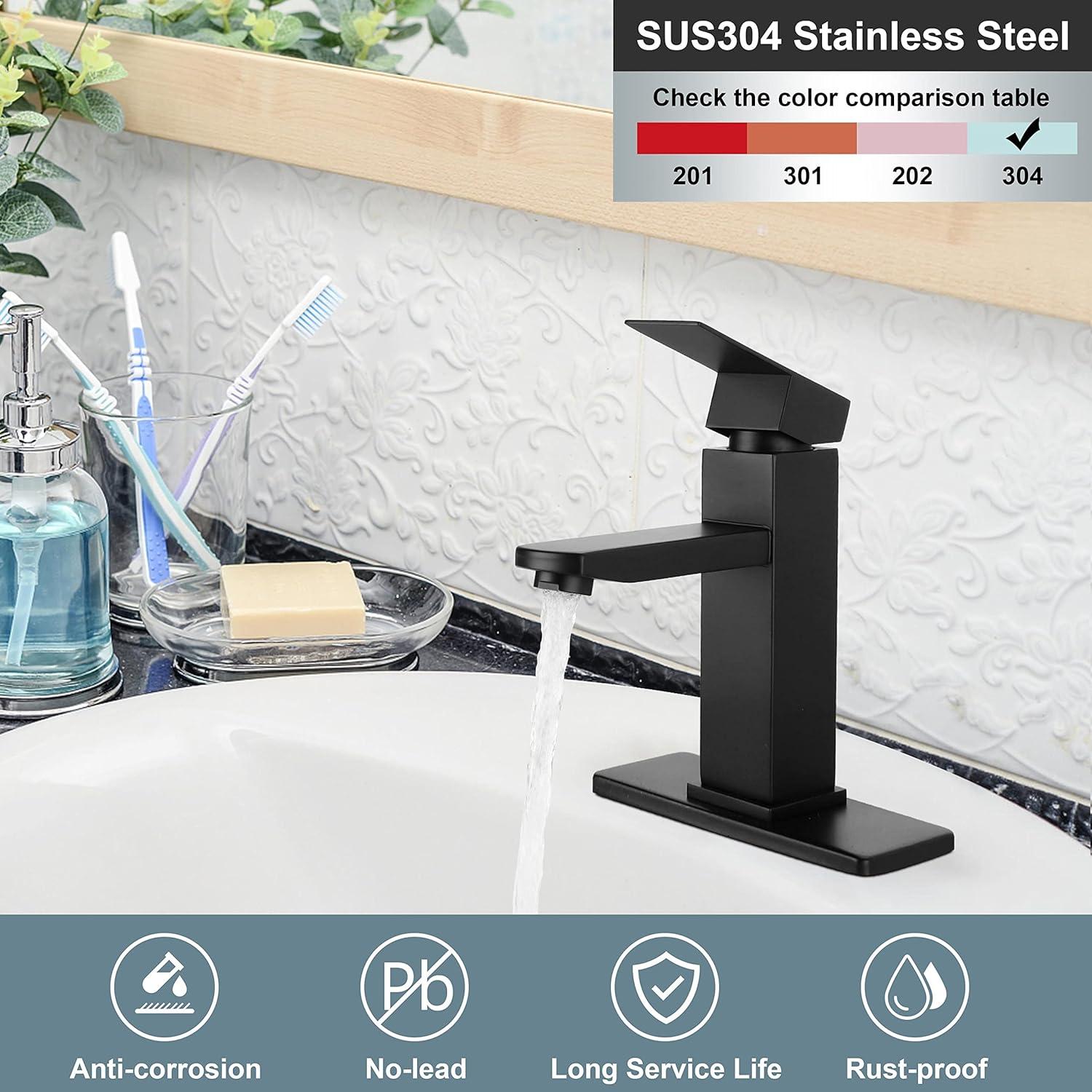 Matte Black Stainless Steel Single Handle Bathroom Faucet