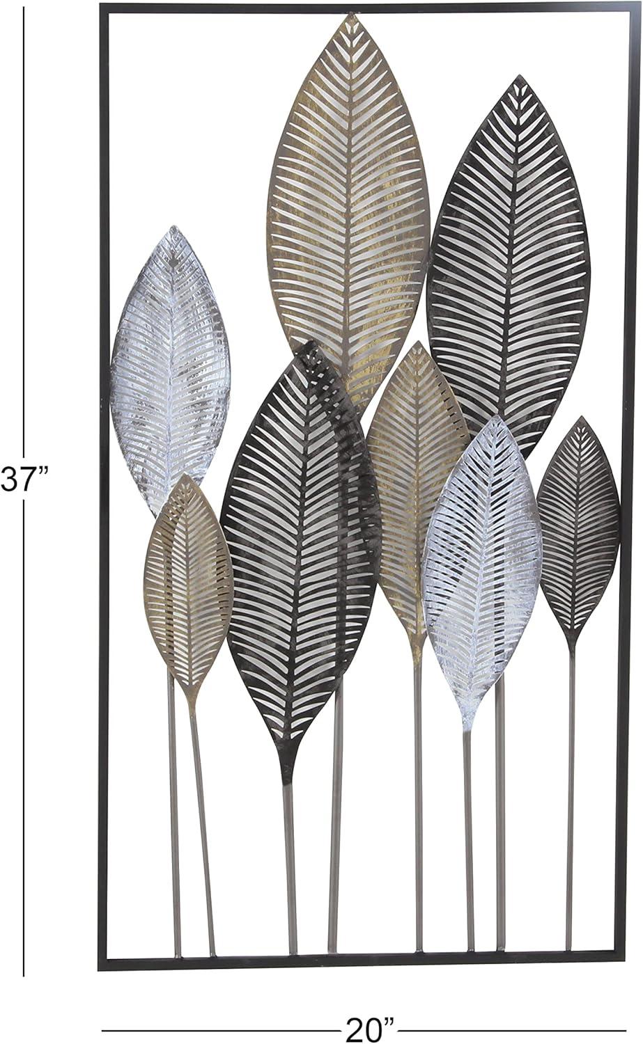 DecMode Bronze Metal Leaf Wall Decor with Black Frame