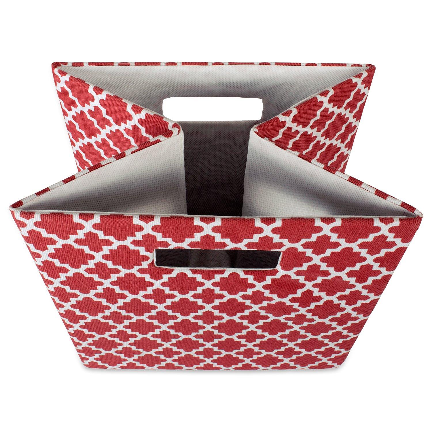 Rust Red Cube Storage Bin with Lattice Design 13"