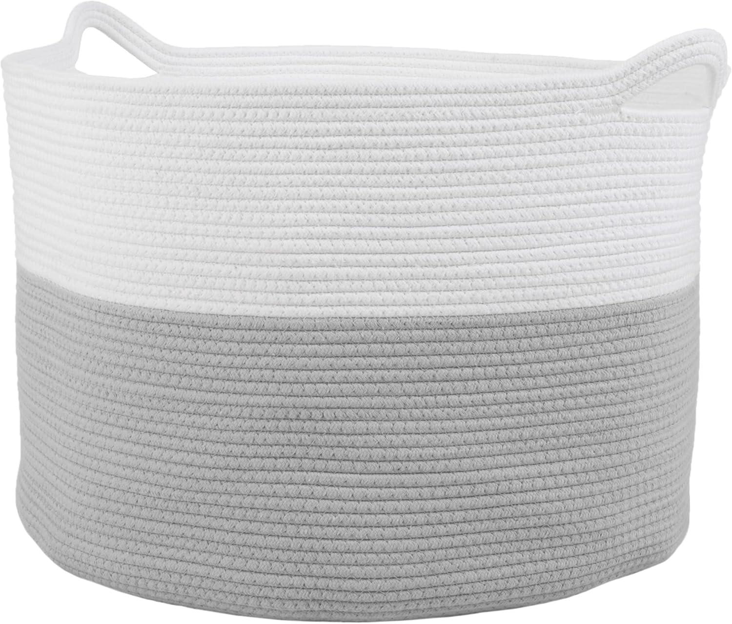 Home-Complete Extra-Large Woven Rope Basket, Gray