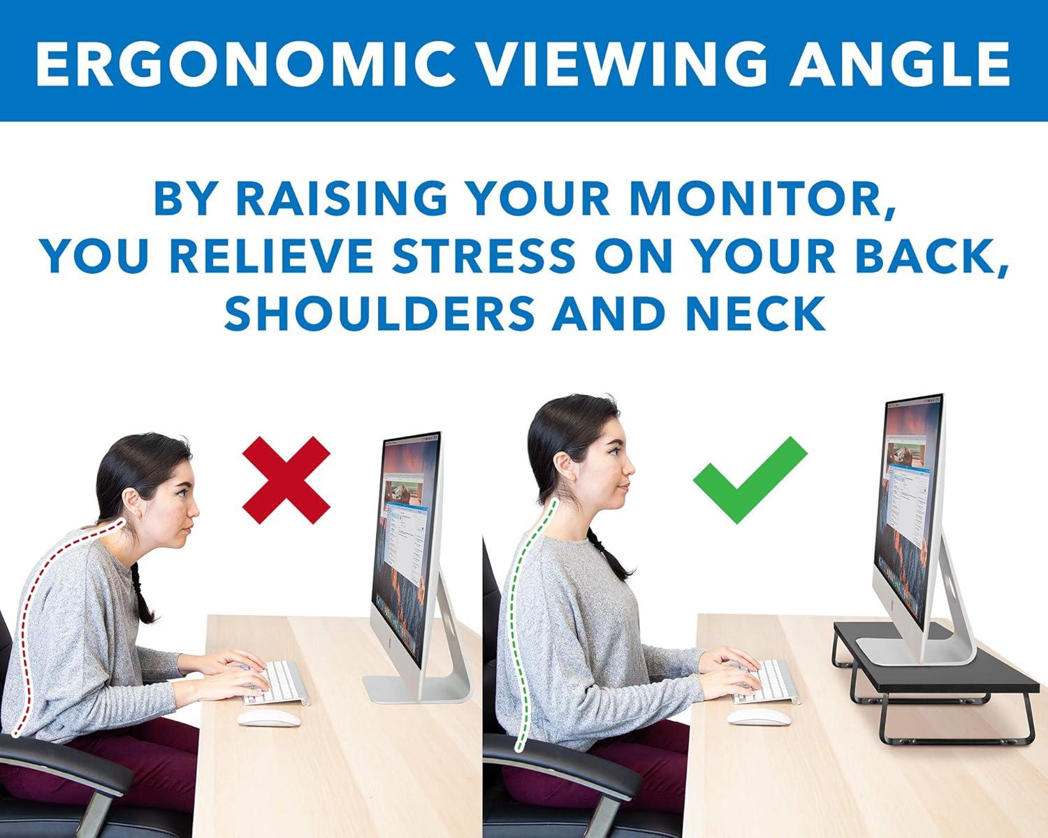 Mount-It! Extra Long Monitor Desk Riser, Desktop Organizer for Double Computer Screens, Laptops, Desktops, TVs, 39 Inches Extra Wide, 44 Lbs. Capacity