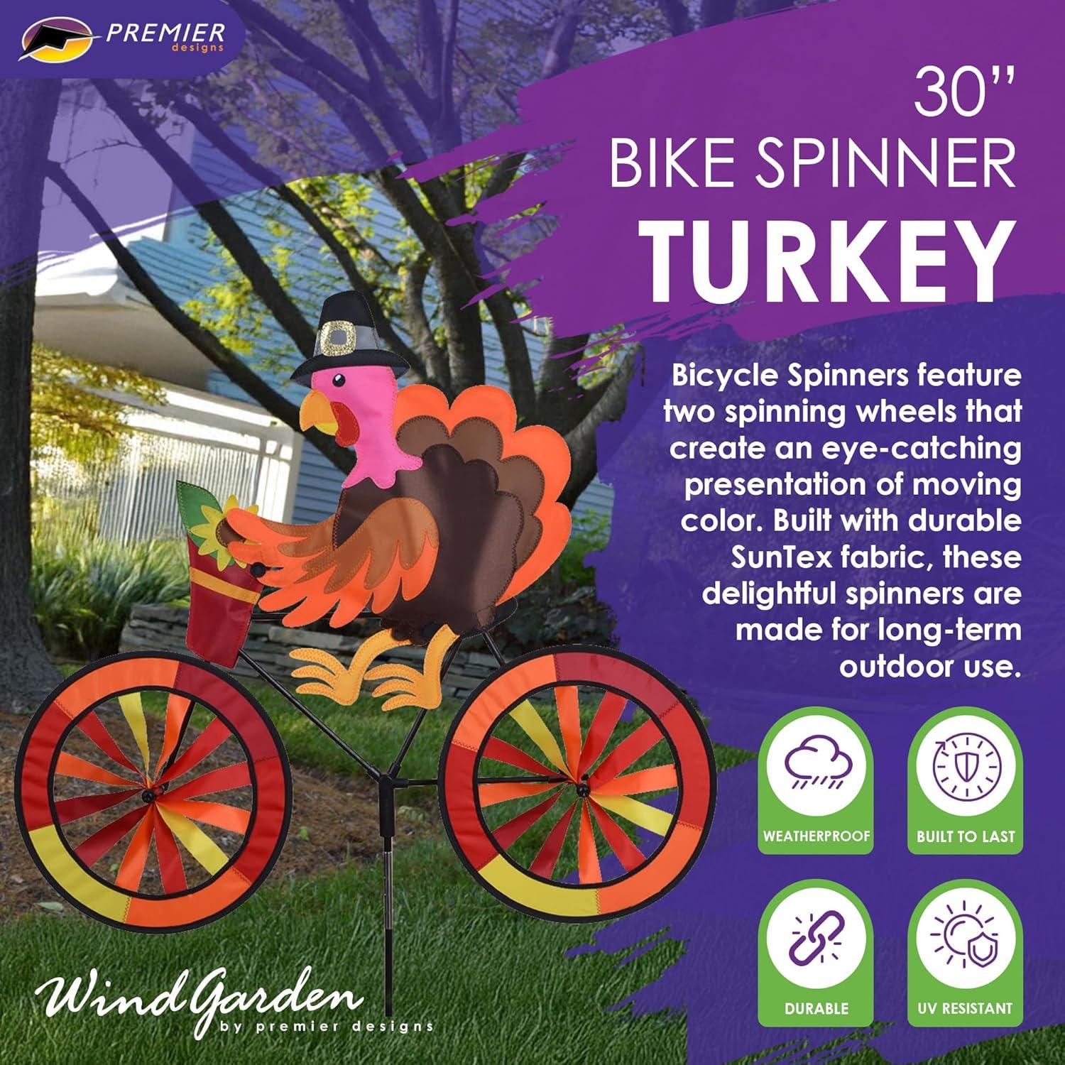 Fall Turkey Bicycle Spinner with Colorful Wheels