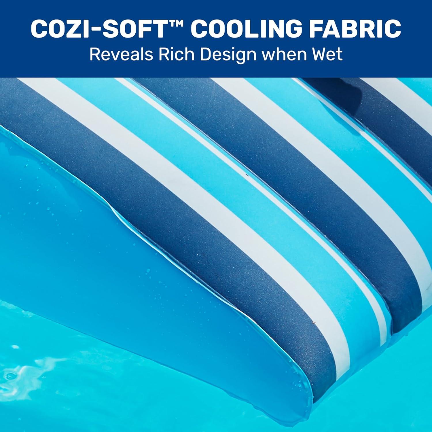 Aqua Leisure Inflatable Ultra Cushioned 1 Person Oversized Outdoor Pool and Lake Lounger Float with Adjustable Pillow Headrest