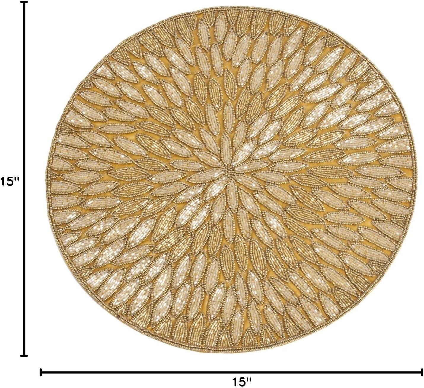 Gold Beaded Round Placemats Set of 4