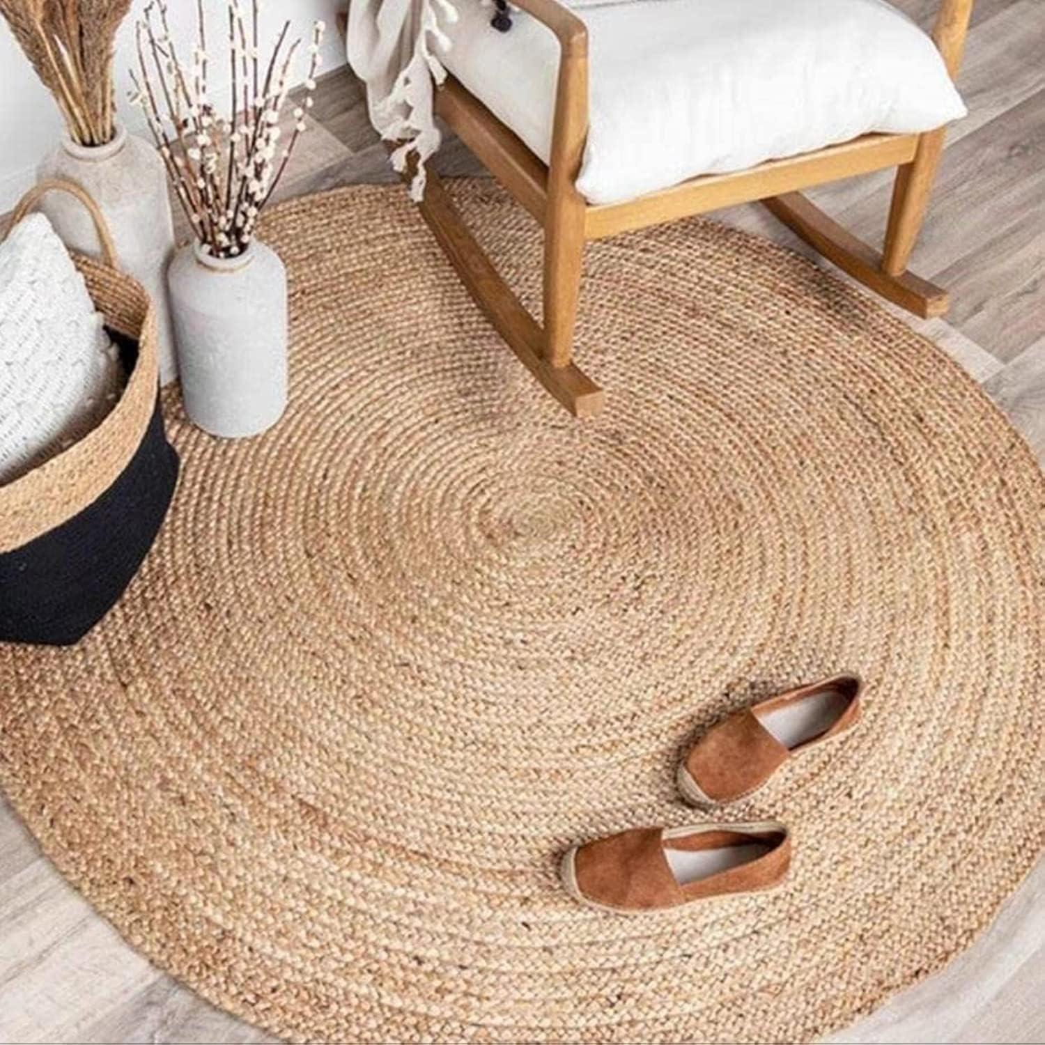 Natural Fiber NFB306 Hand Woven Area Rug - Natural - 3' round - Safavieh.