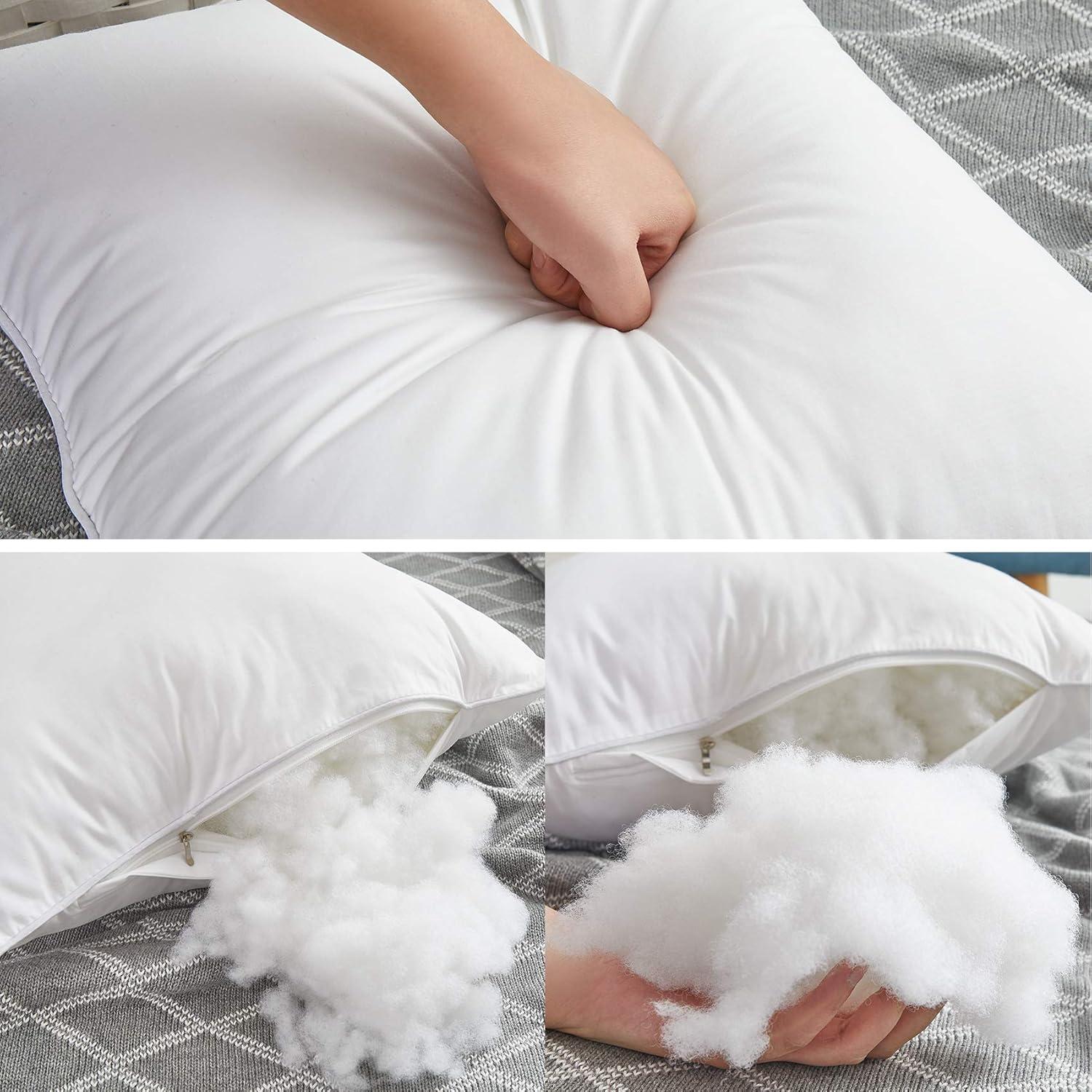 22 Inch White Cotton Square Throw Pillow Set