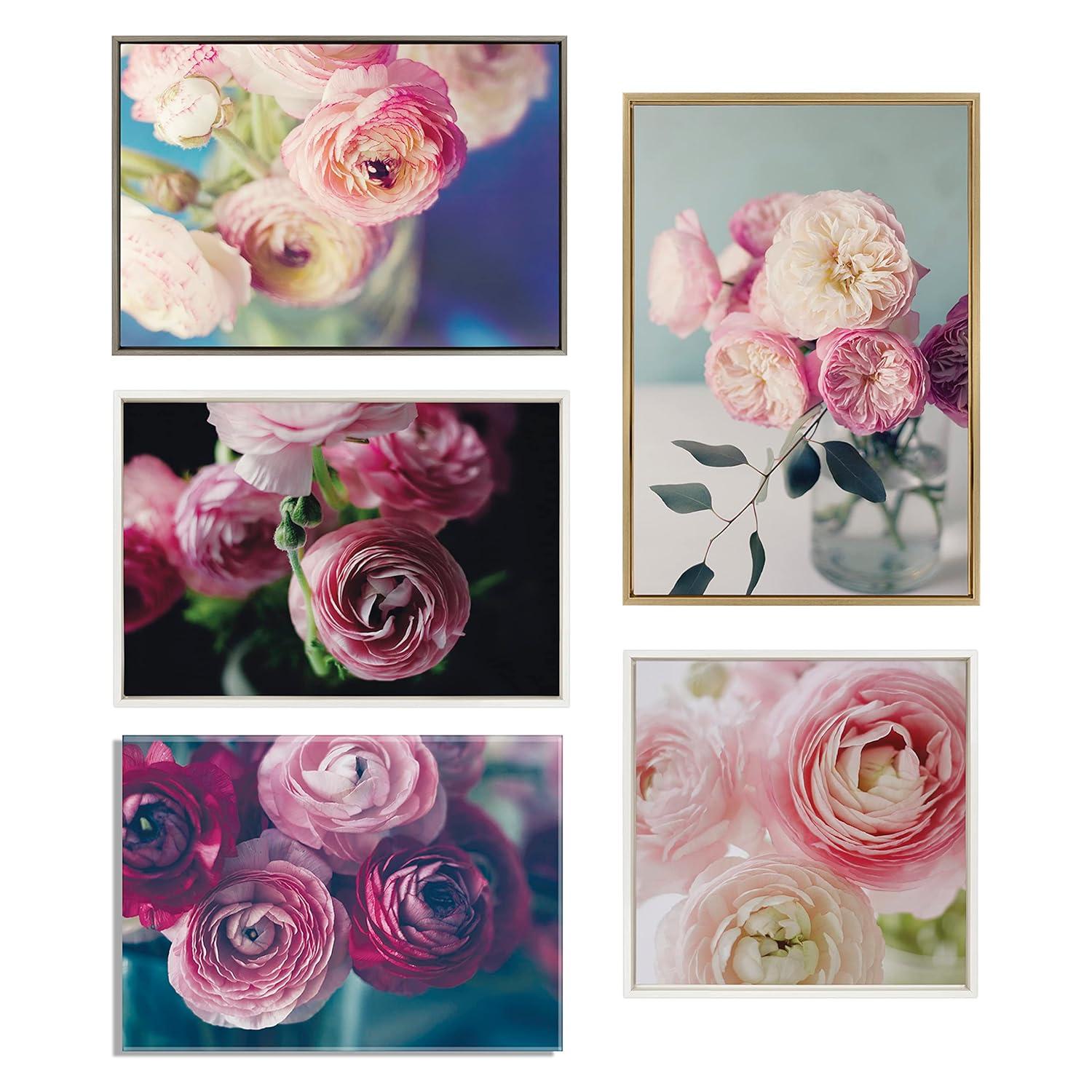 Gold Framed Floral Canvas Wall Art, 28x38