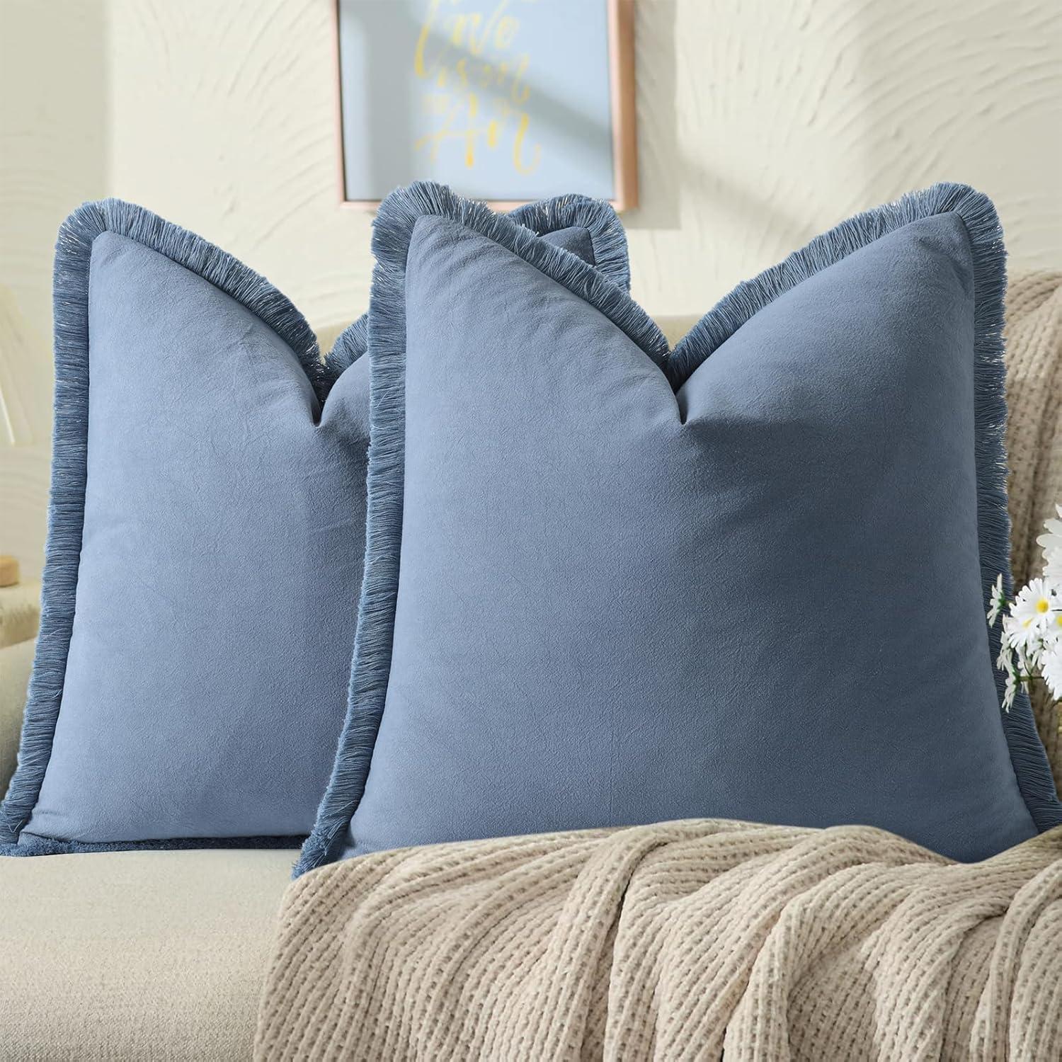 Deconovo Deconovo Pom-poms Velvet Reversible Pillow Cover (Set of 2)