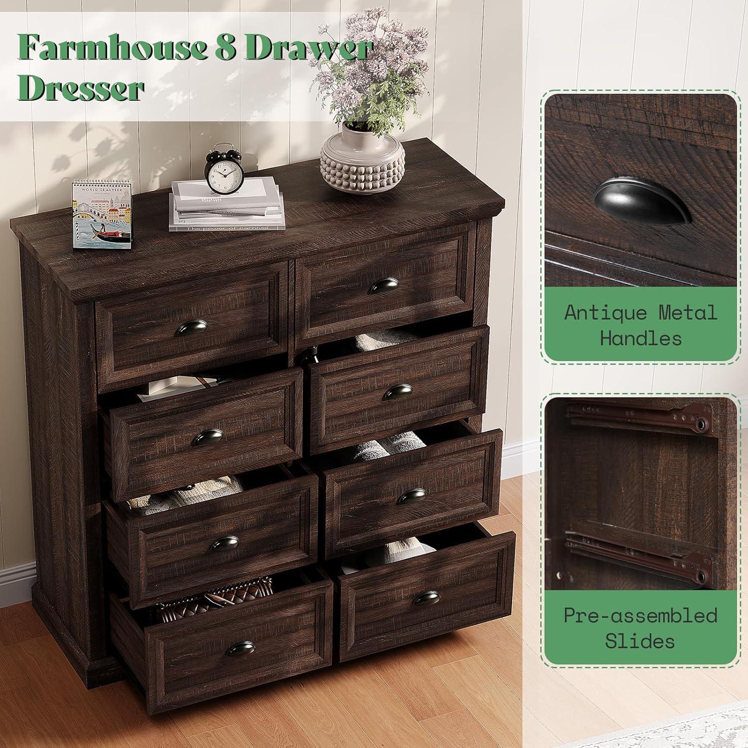 Winston Porter 58" Farmhouse 6 Drawer Dresser