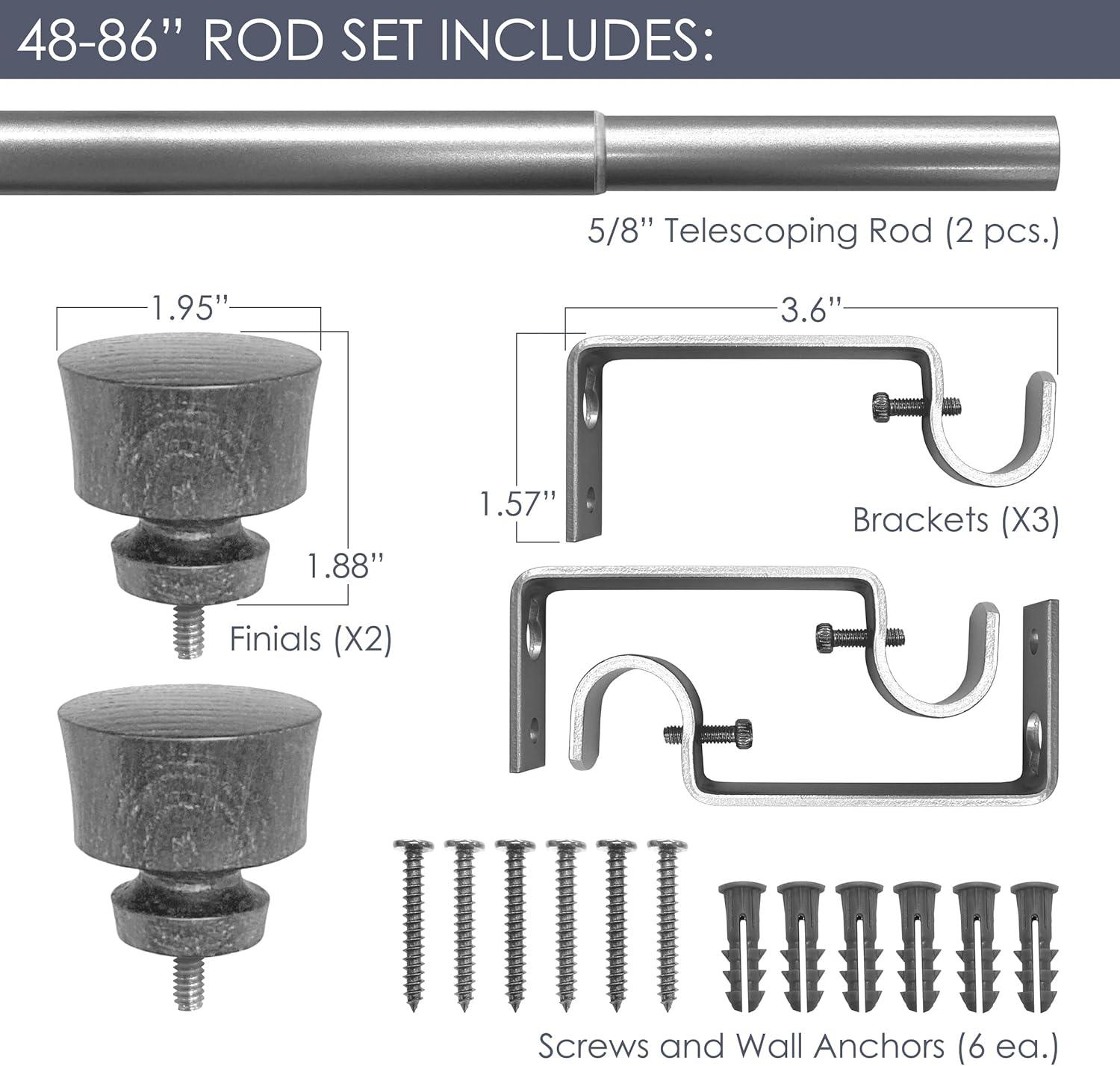 Stockton 48-86 Rod Set 5/8 Inch - Walnut