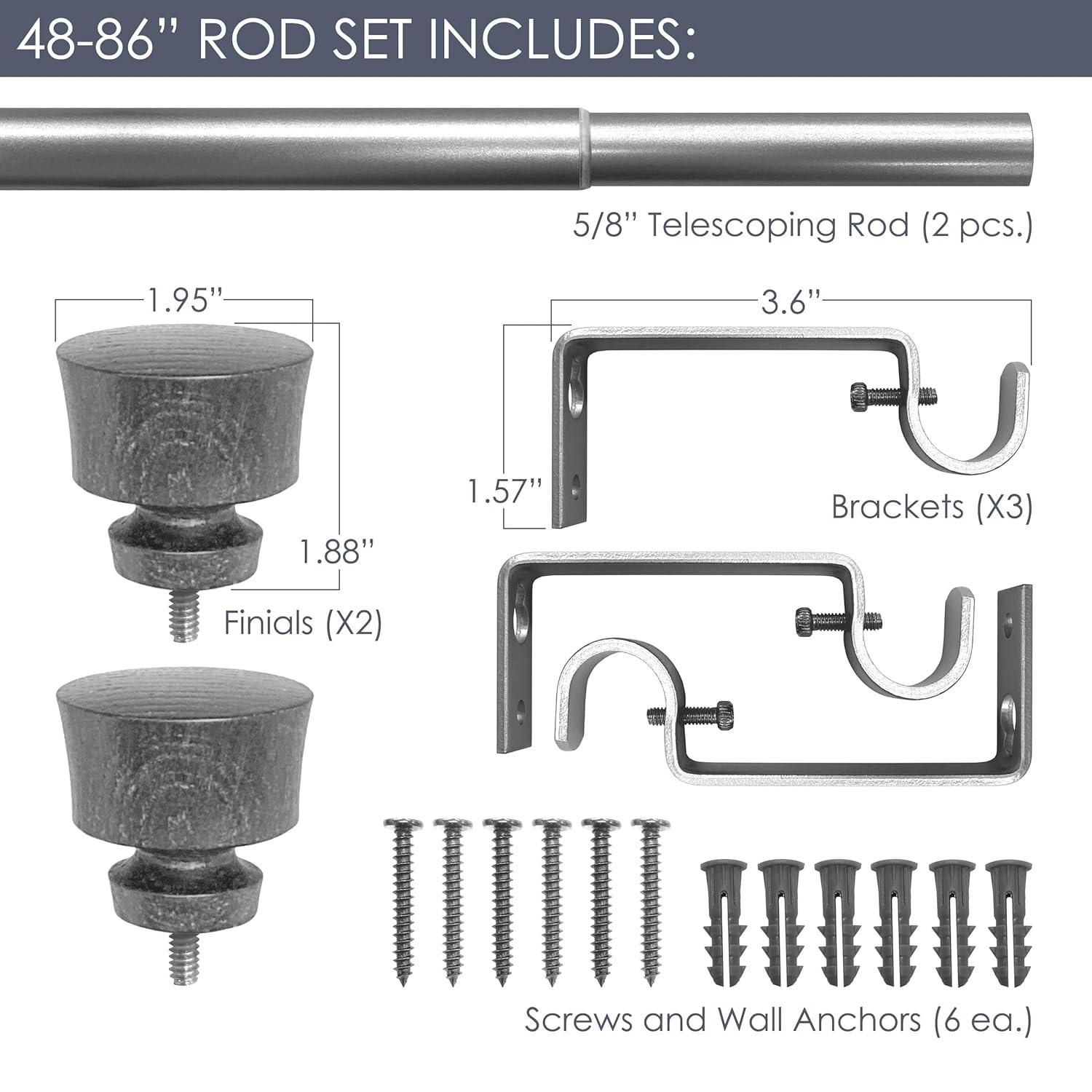 Stockton 48-86 Rod Set 5/8 Inch - Walnut
