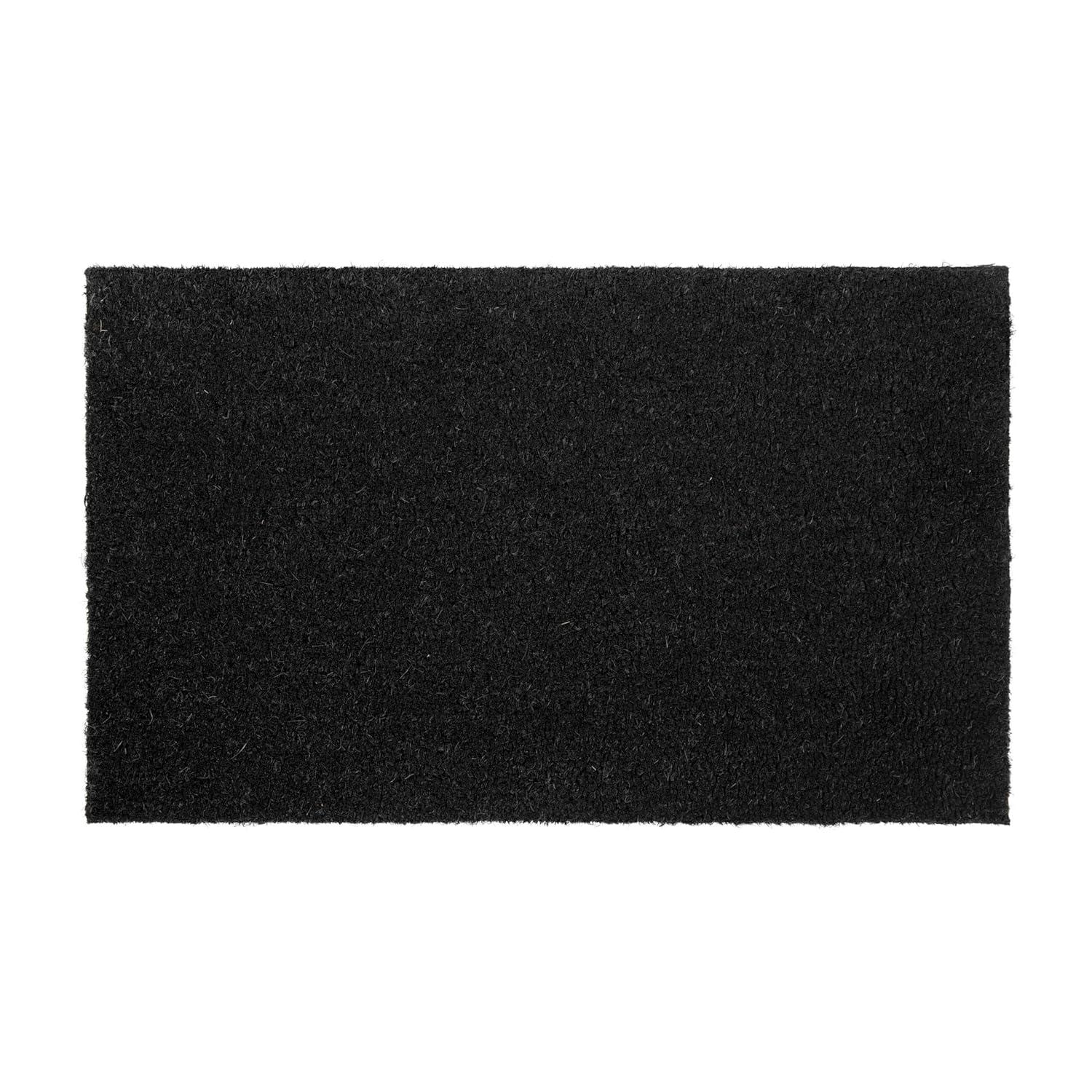 Flash Furniture Harbold 18" x 30" Indoor/Outdoor Solid Natural Coir Doormat with Non-Slip Backing in Black