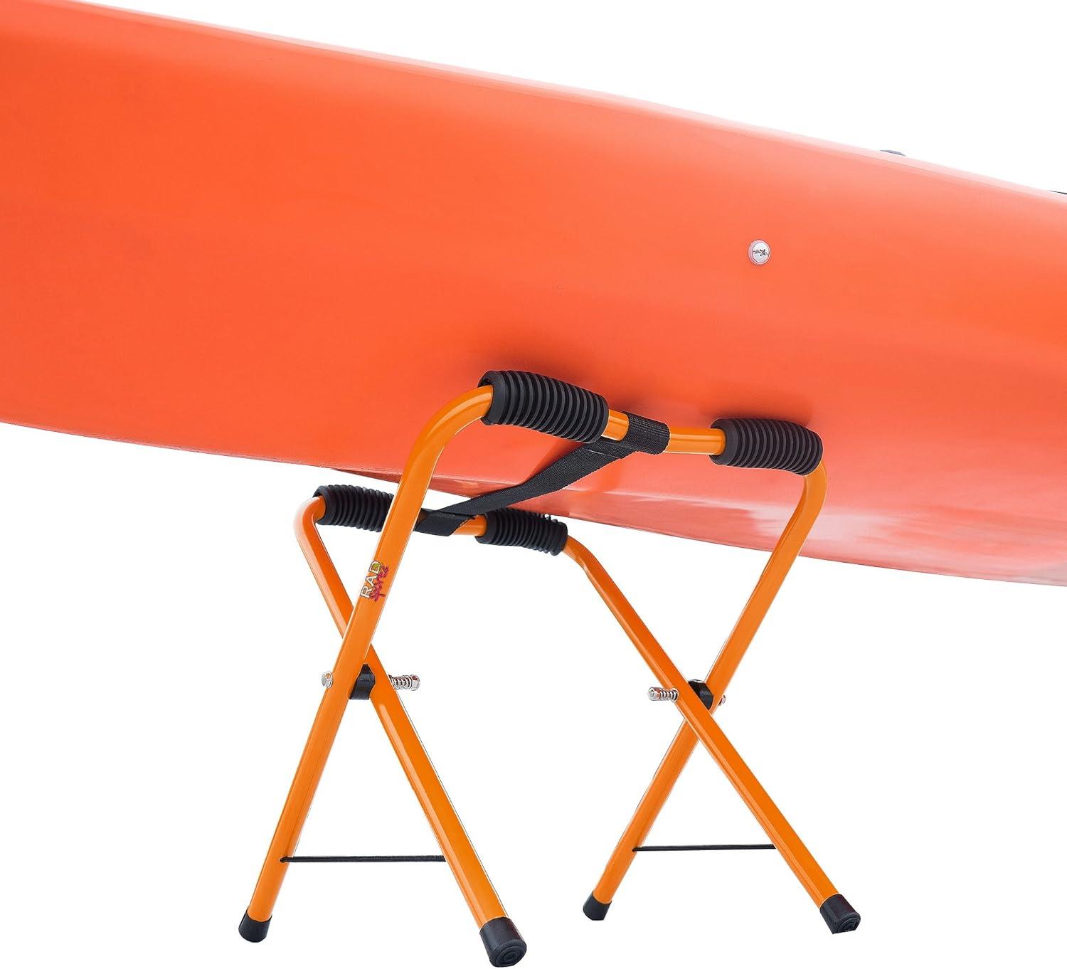 Orange Powder-Coated Steel Portable Kayak Storage Racks with Nylon Straps