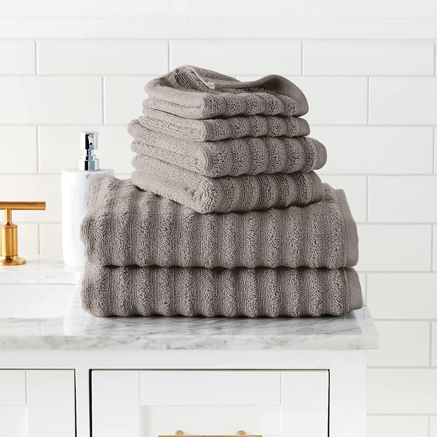 Modern Threads Spa Collection 6-Piece Ultra Soft Quick-Dry 550GSM 100% Combed Cotton Wavy Towel Set