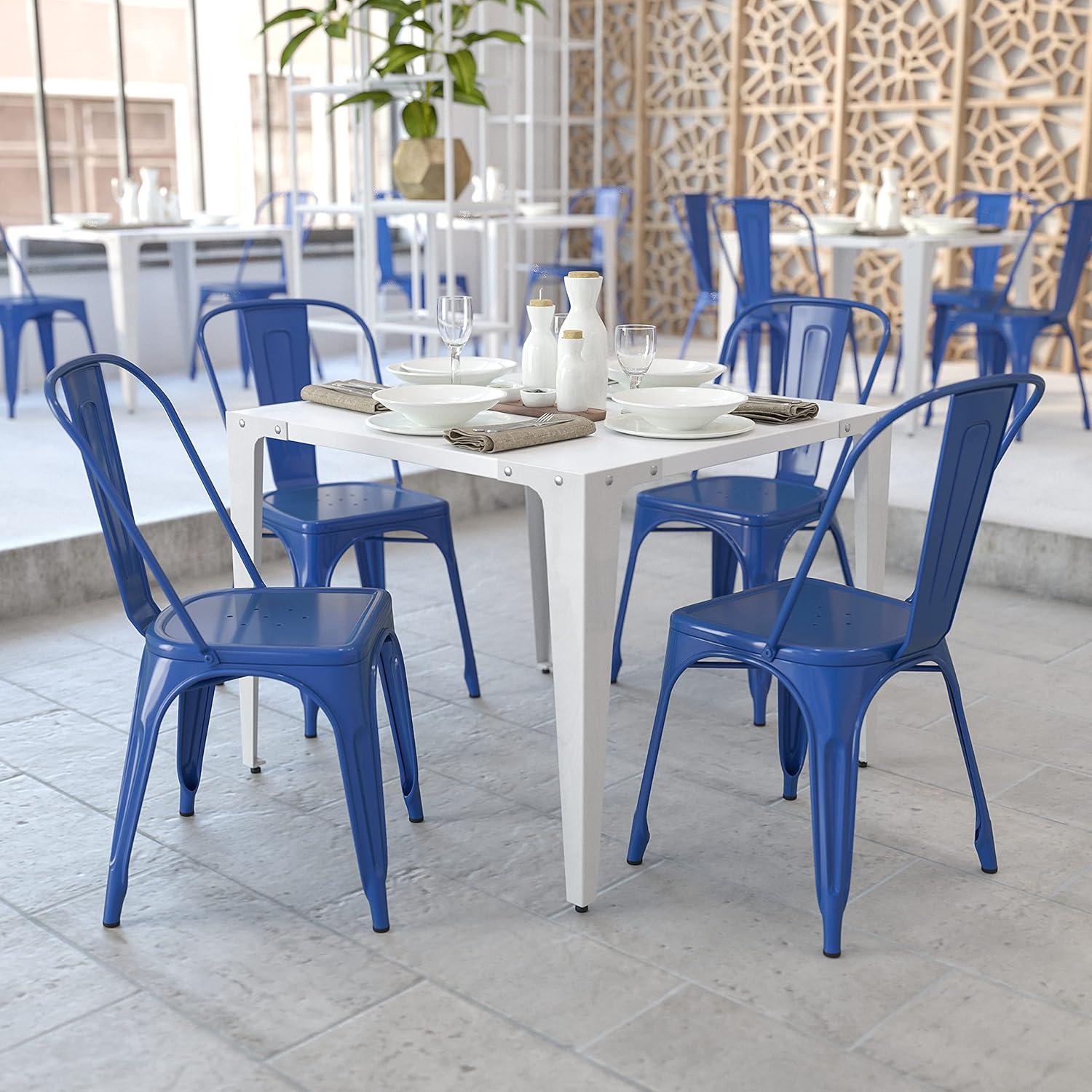 Flash Furniture Hucheson Metal Indoor-Outdoor Stackable Chair - Restaurant Chair - Bistro Chair (Set of 4)