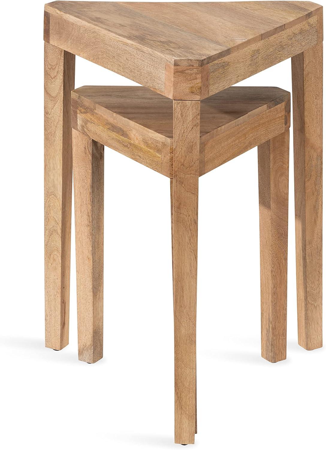 Kate and Laurel Talcott Triangle Wood Nesting Table, 2 Piece, White