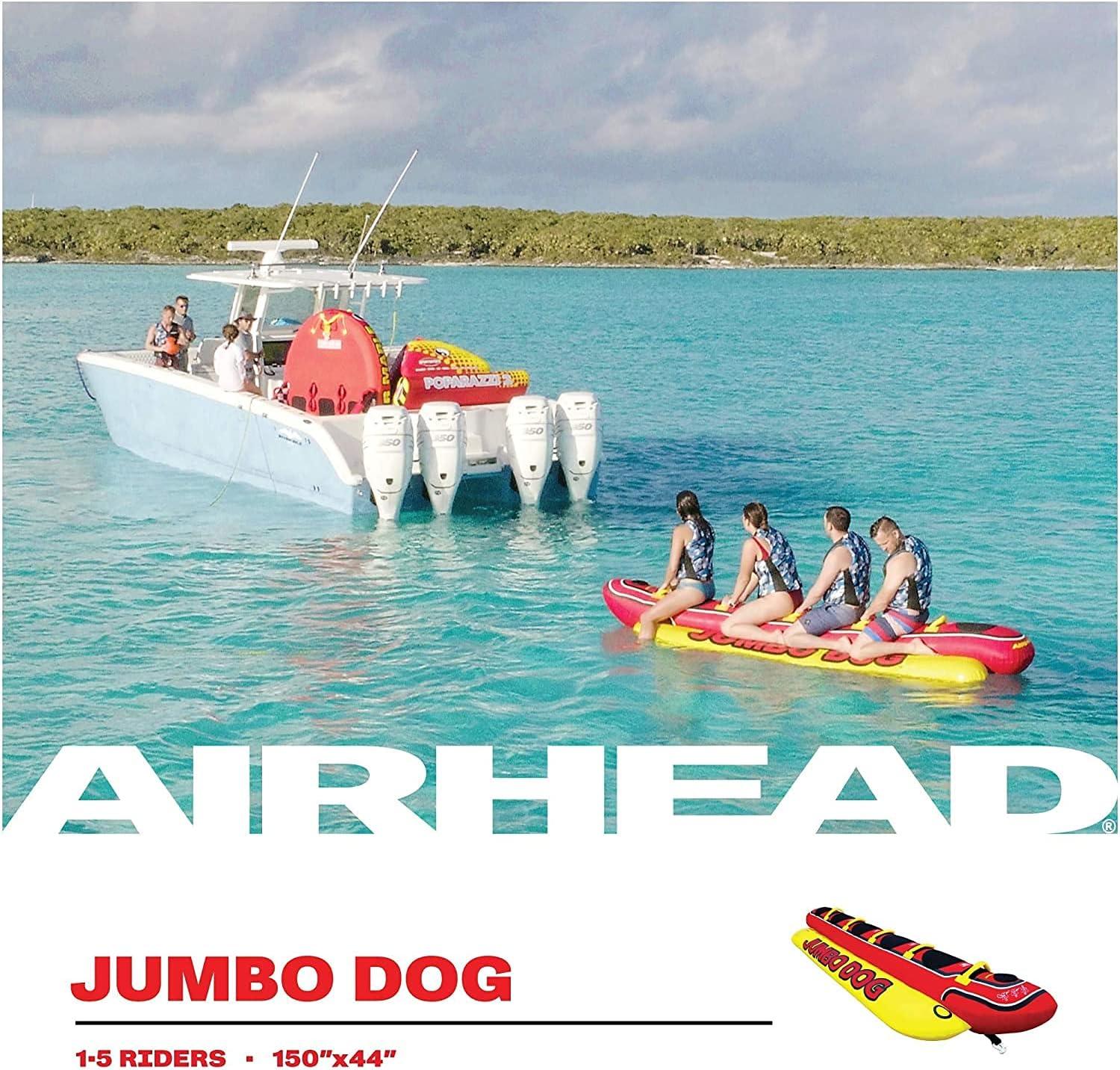 Jumbo Dog 5-Rider Red and Yellow Towable Tube