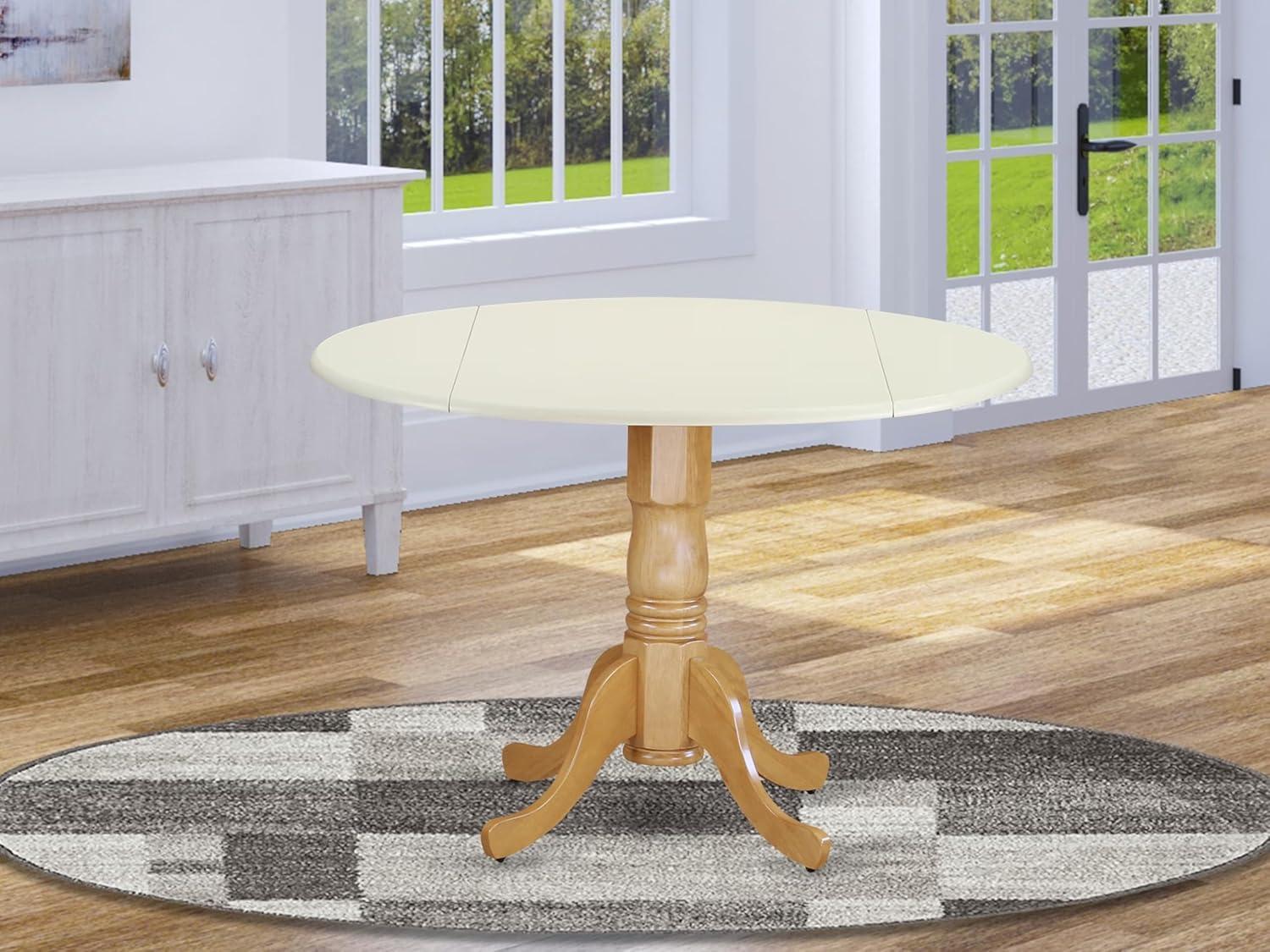 East West Furniture Dublin Traditional Wood Dining Table in White/Oak