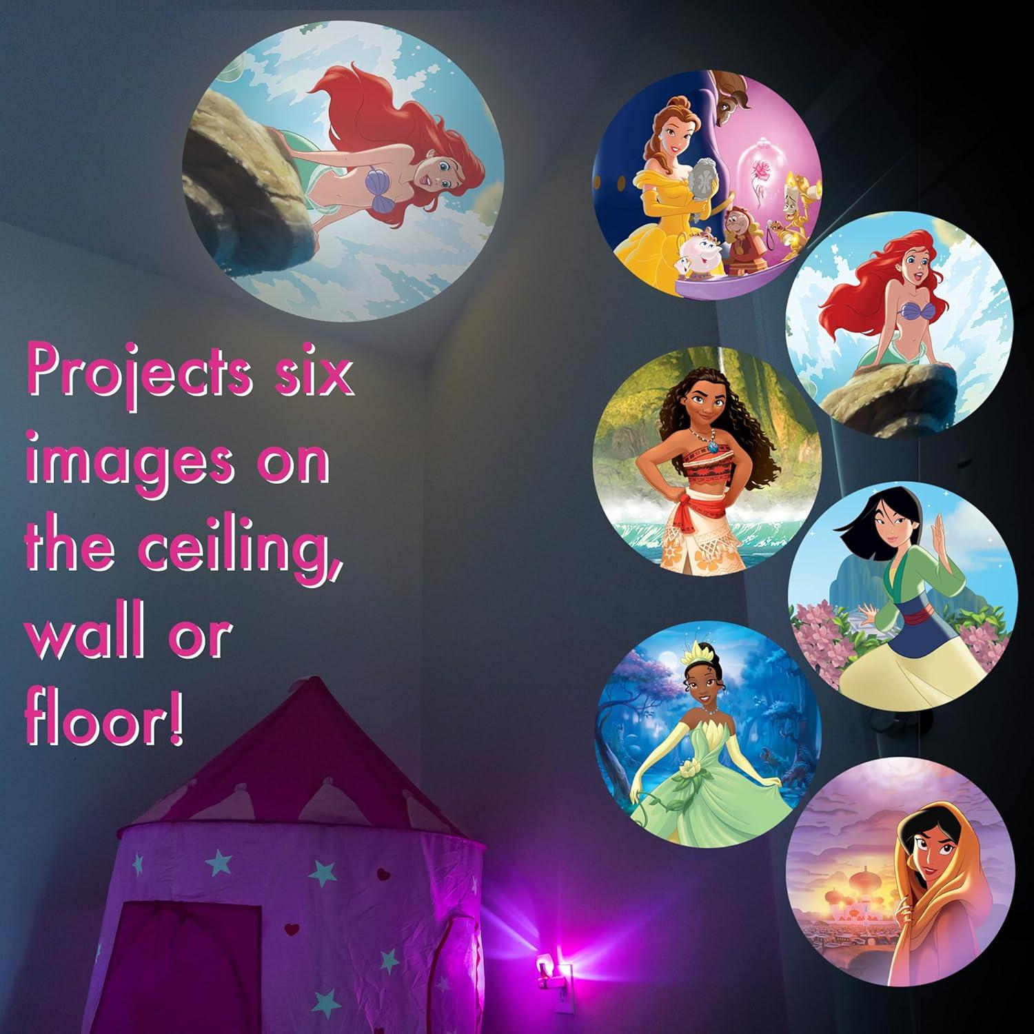 Projectables Disney Princesses 6-Image Plug-in LED Night Light, Light Sensing, 3.51 in, 2.88 in