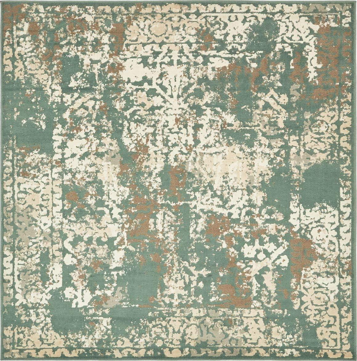 Unique Loom Tuareg Collection Area Rug - Mirage (8' Square Green/Beige)