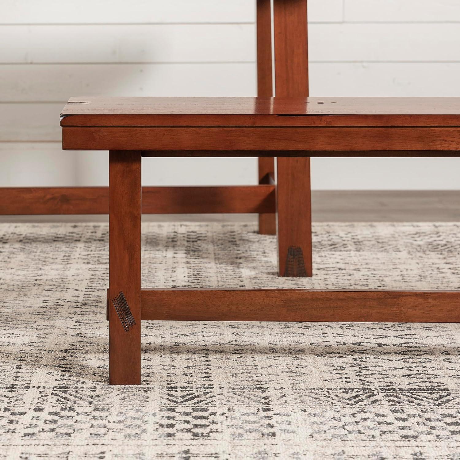 Walker Edison Transitional Wood Backless Dining Bench, Dark Oak