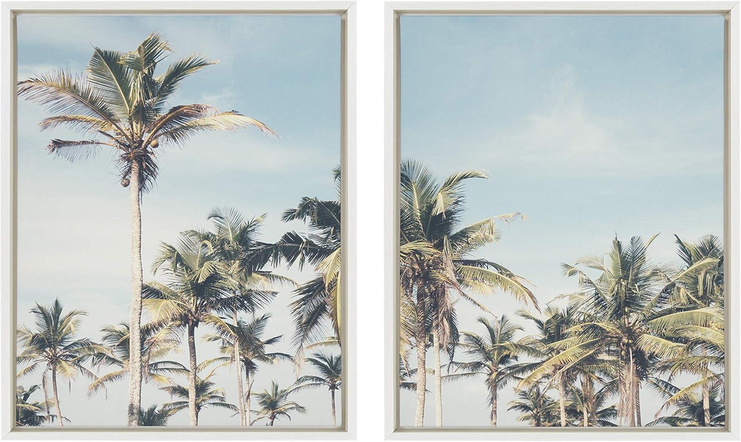 18" x 24" 2pc Sylvie Coastal Coconut Palm Tree Beach Framed Canvas Set by the Creative Bunch Studio White - Kate & Laurel All Things Decor