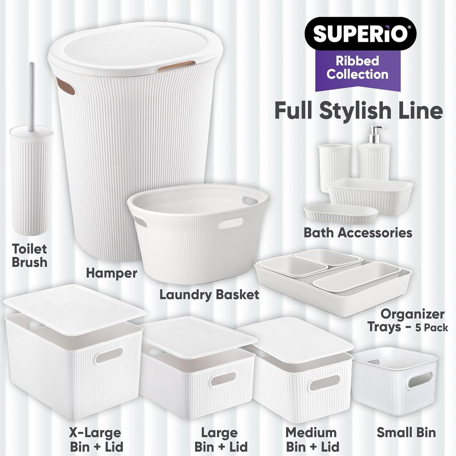 Superio Ribbed Laundry Hamper and Laundry Basket