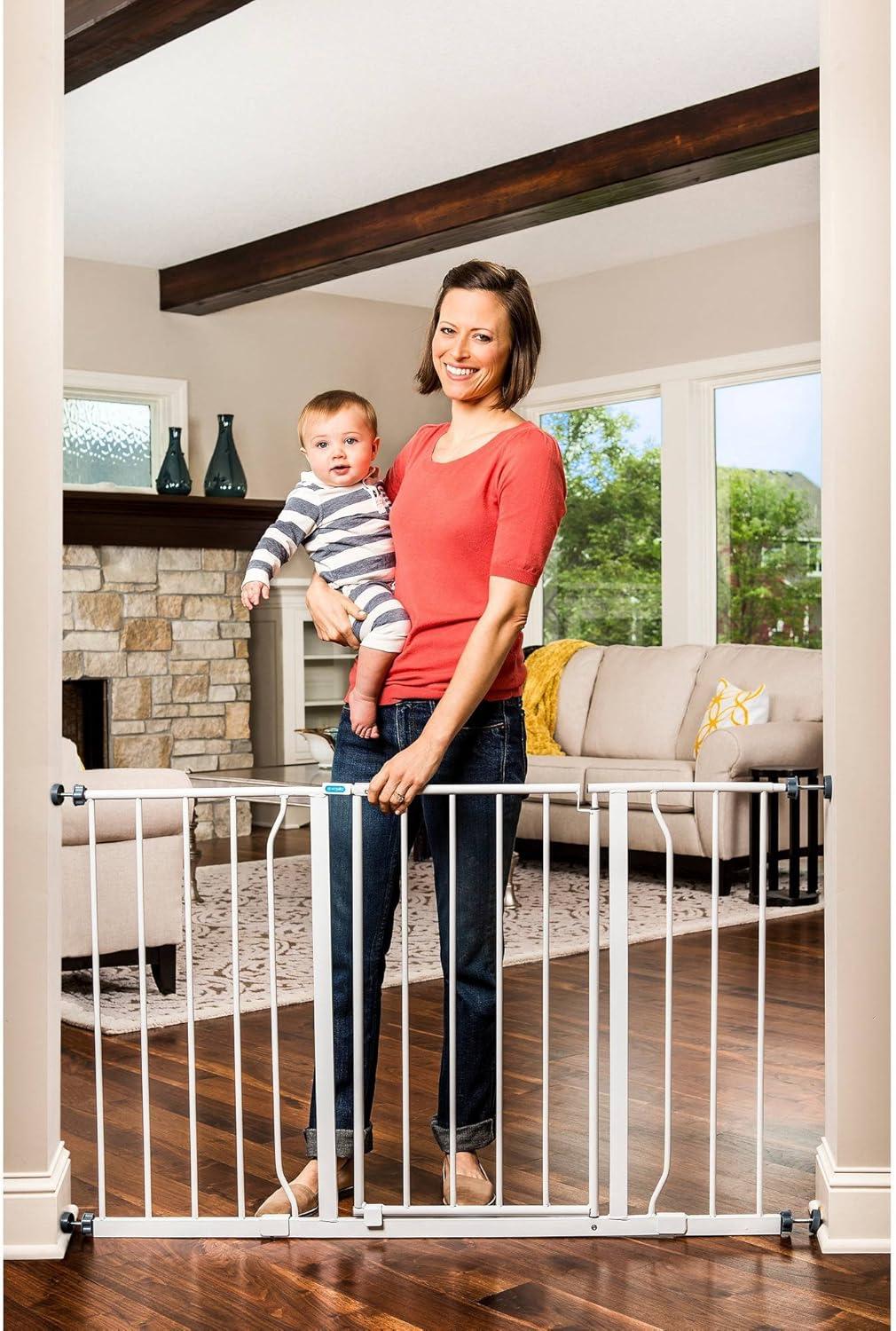 Extra Wide White Metal Walk-Through Baby Gate