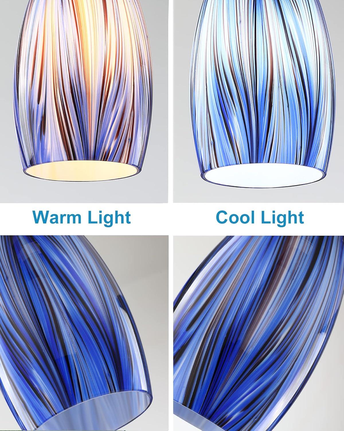Oval Glass Lamp Shade Only Art Glass Lamp Covers Light Fixture Replacement for Kitchen Island Mini pendant Ceiling Lights Chandelier Hand Blown Glass Shade Replacement (Brown and Blue）