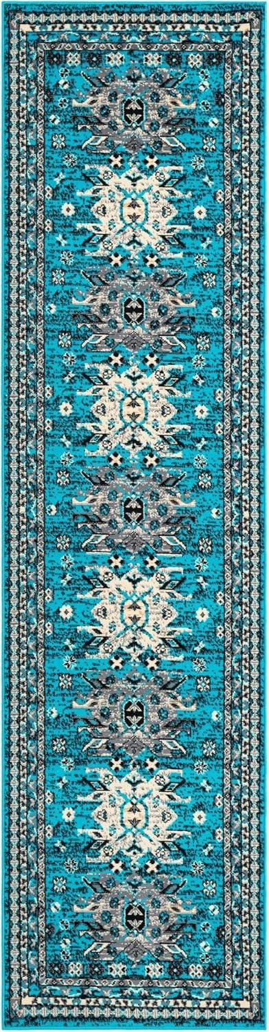Unique Loom 2' 7 x 10' 0 Runner Turquoise Taftan Oasis Area Rug