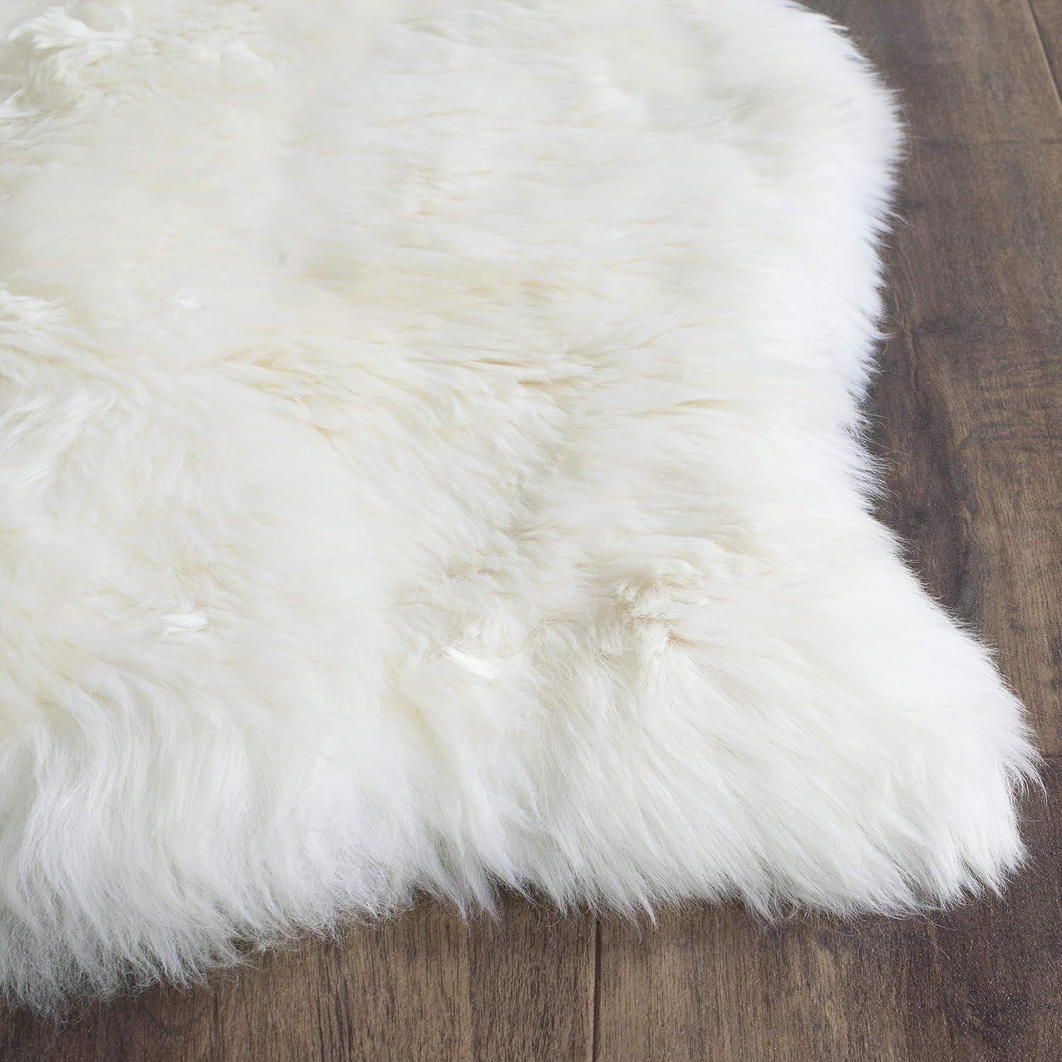 Sheep Skin SHS211 Hand Woven Accent Rug - Natural/White - 2'x3' - Safavieh.