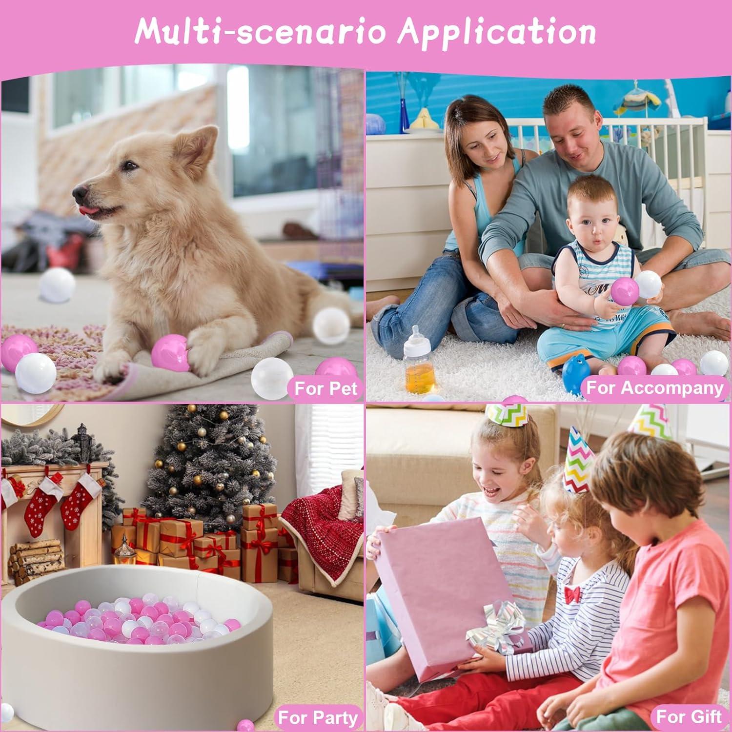 Anvazise 100Pcs Ball Pit Balls Thickened Eco-friendly Smooth Reusable Bite-resistant Hand-on Ability PE Material Macaron Color Pit Balls Kindergarten Toy