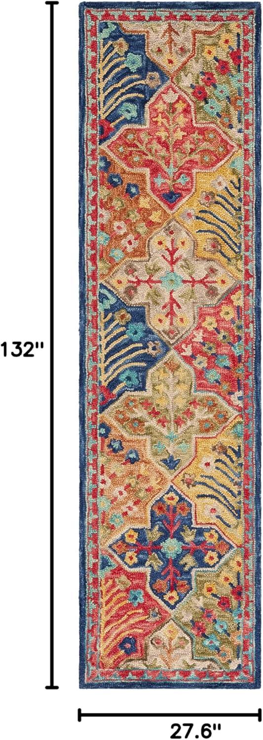 Aspen APN514 Hand Tufted Runner Rug - Blue/Orange - 2'3"x11' - Safavieh.