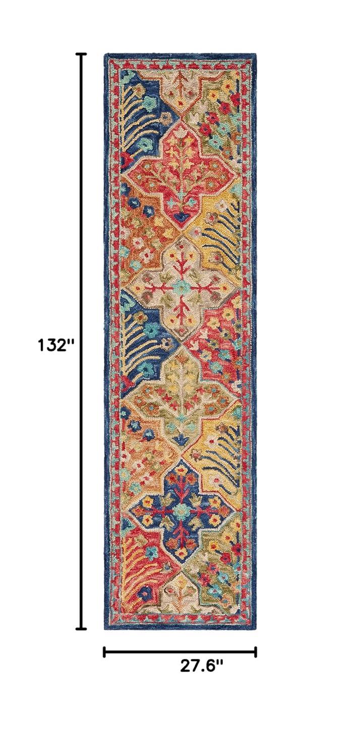 Aspen APN514 Hand Tufted Runner Rug - Blue/Orange - 2'3"x11' - Safavieh.