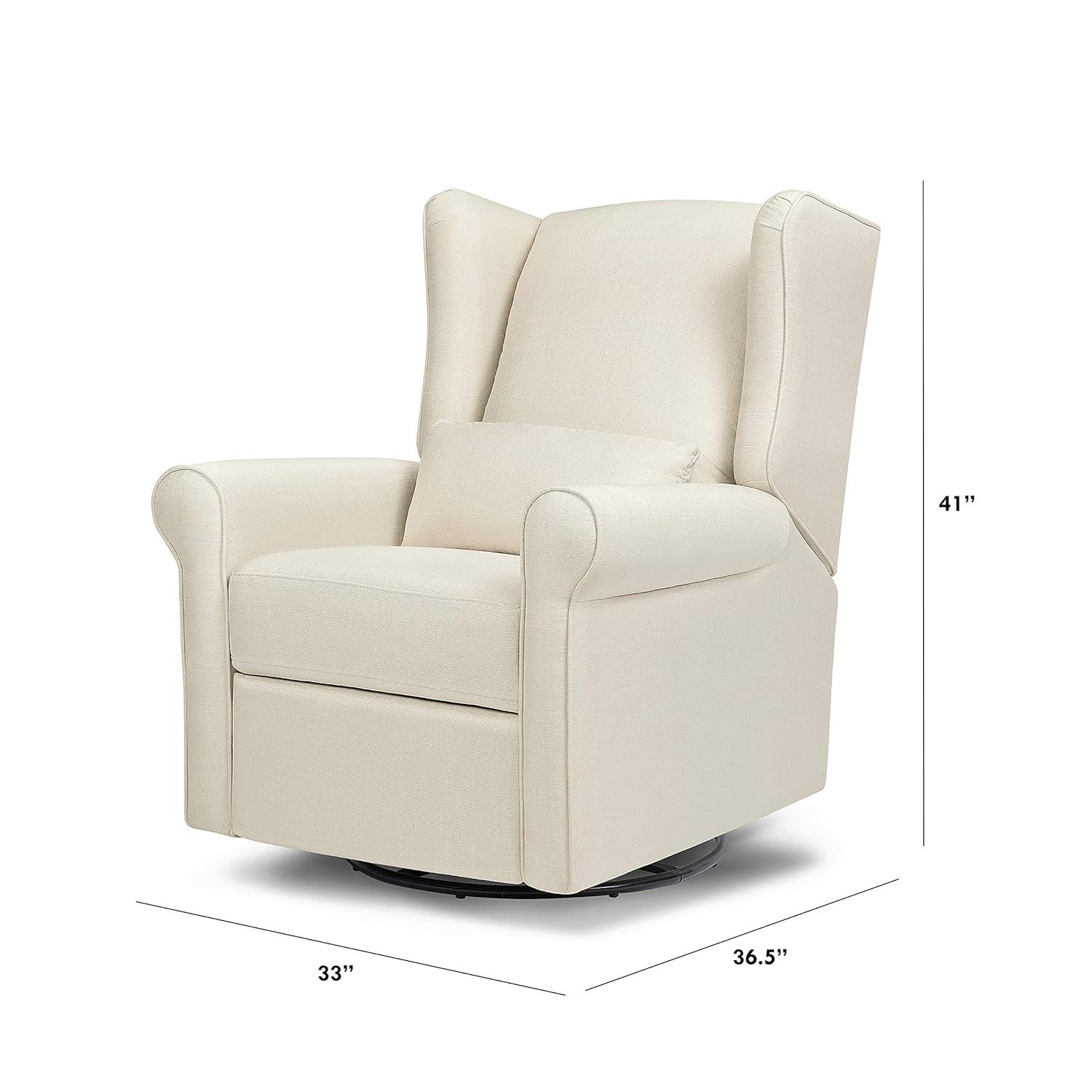 Natural Oat Swivel Recliner with Timeless Wingback Design