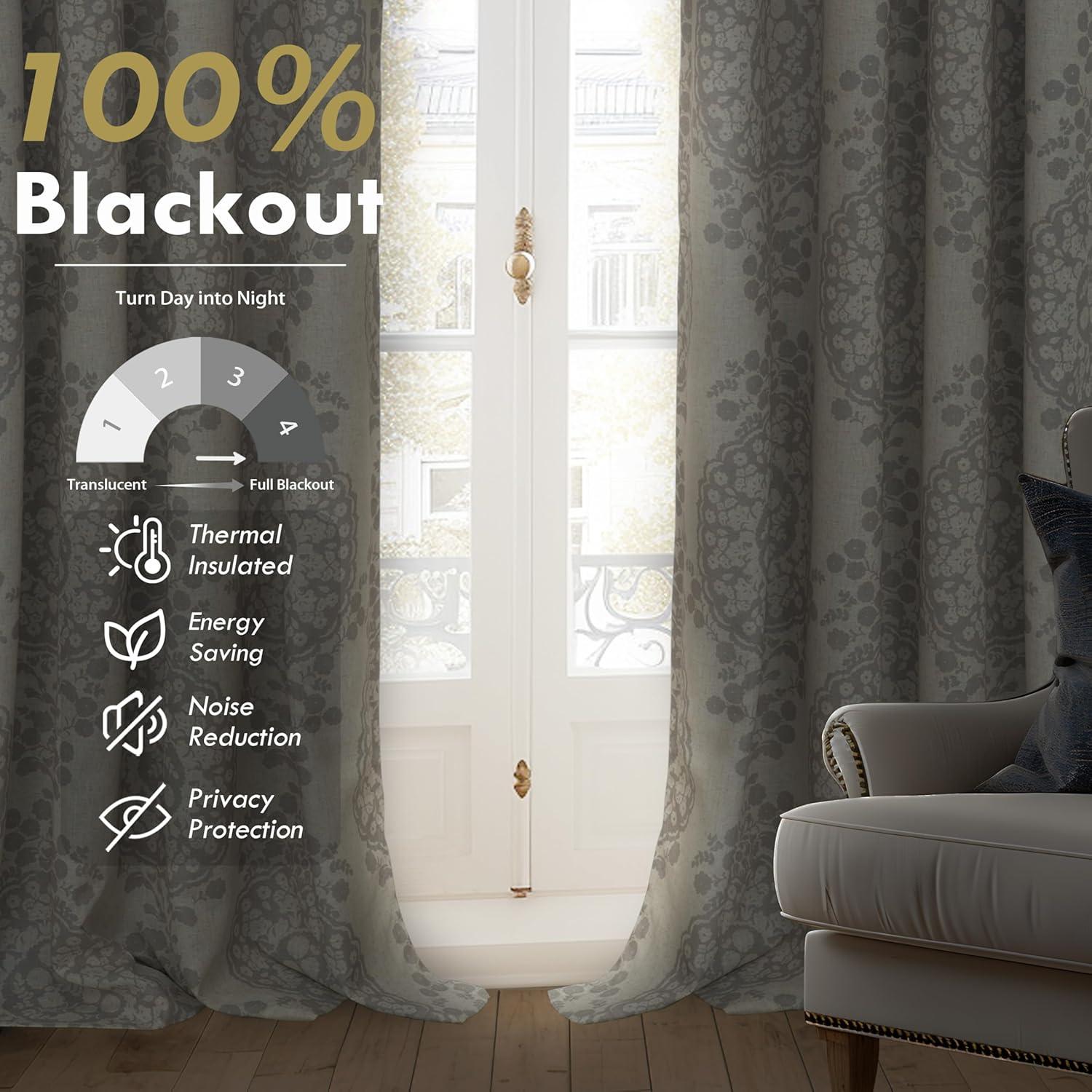 Silver Medallion Thermal Insulated Linen Blend Window Panels