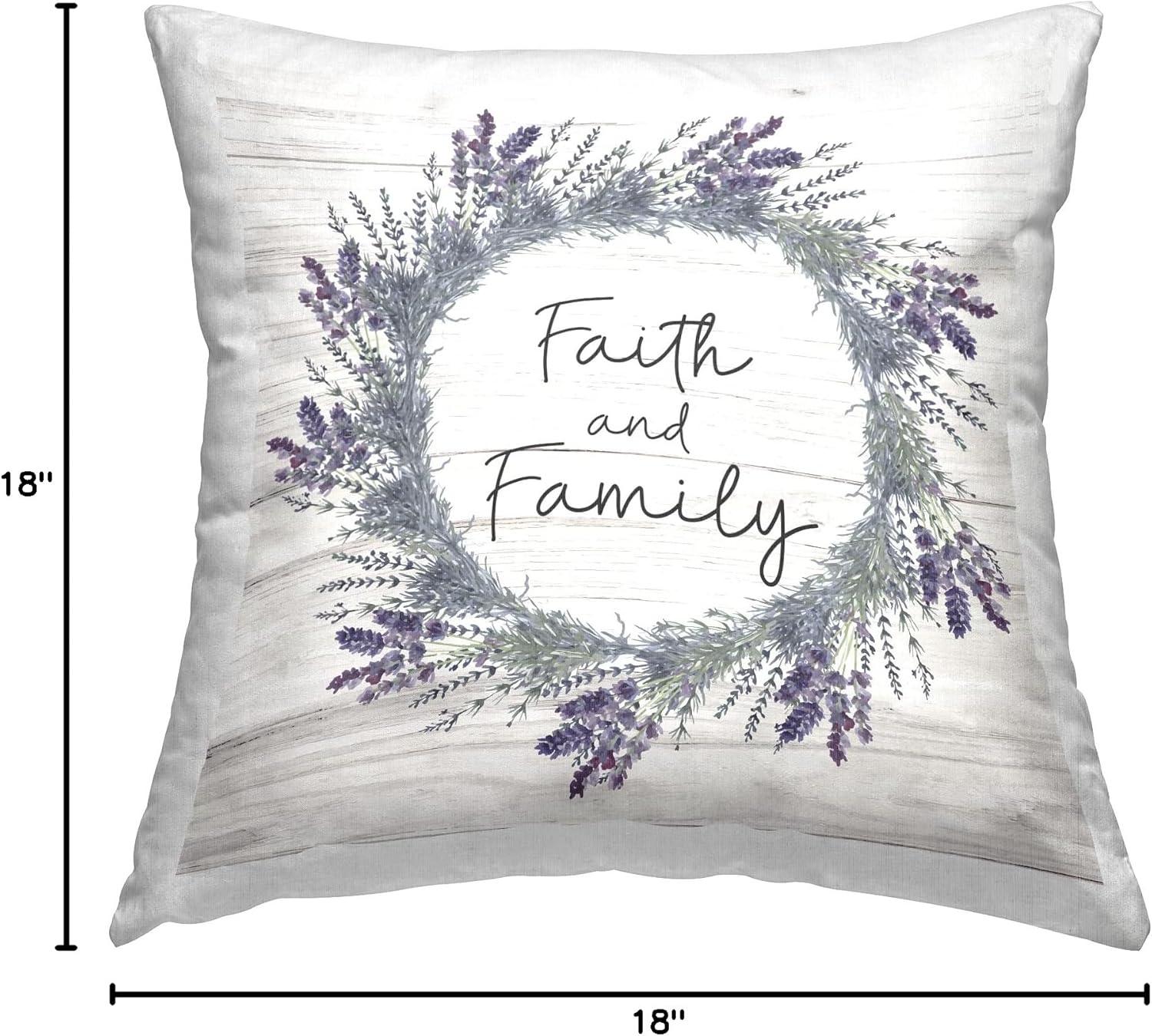 Stupell Industries Faith & Family Country Lavender Wreath Printed Throw Pillow Design by ND Art